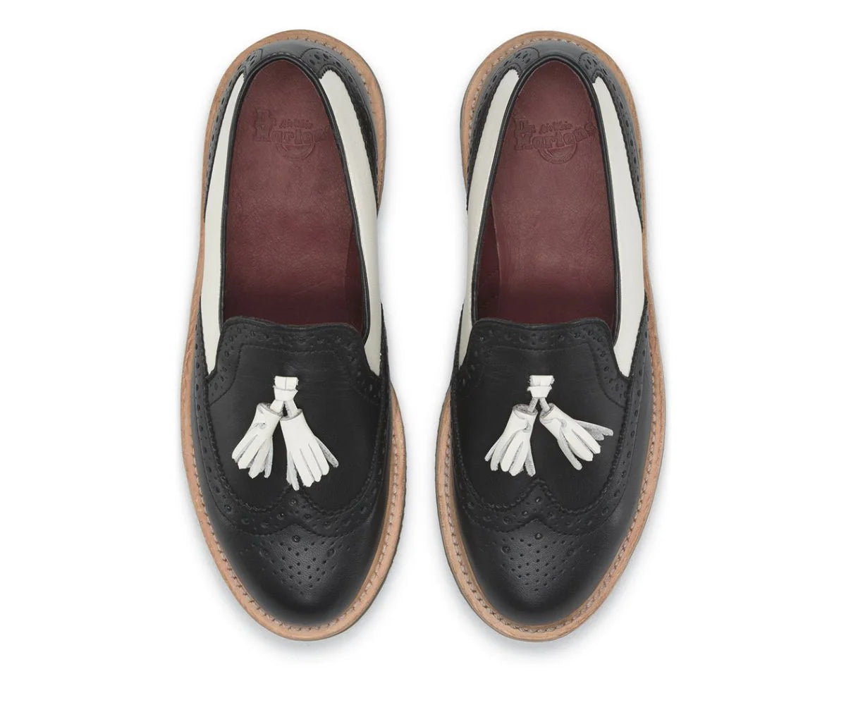 Dr. Martens Slip On Phyllis Black & White Illusion Softy T Shoes - Comfortable & Stylish for Winter & Casual Wear