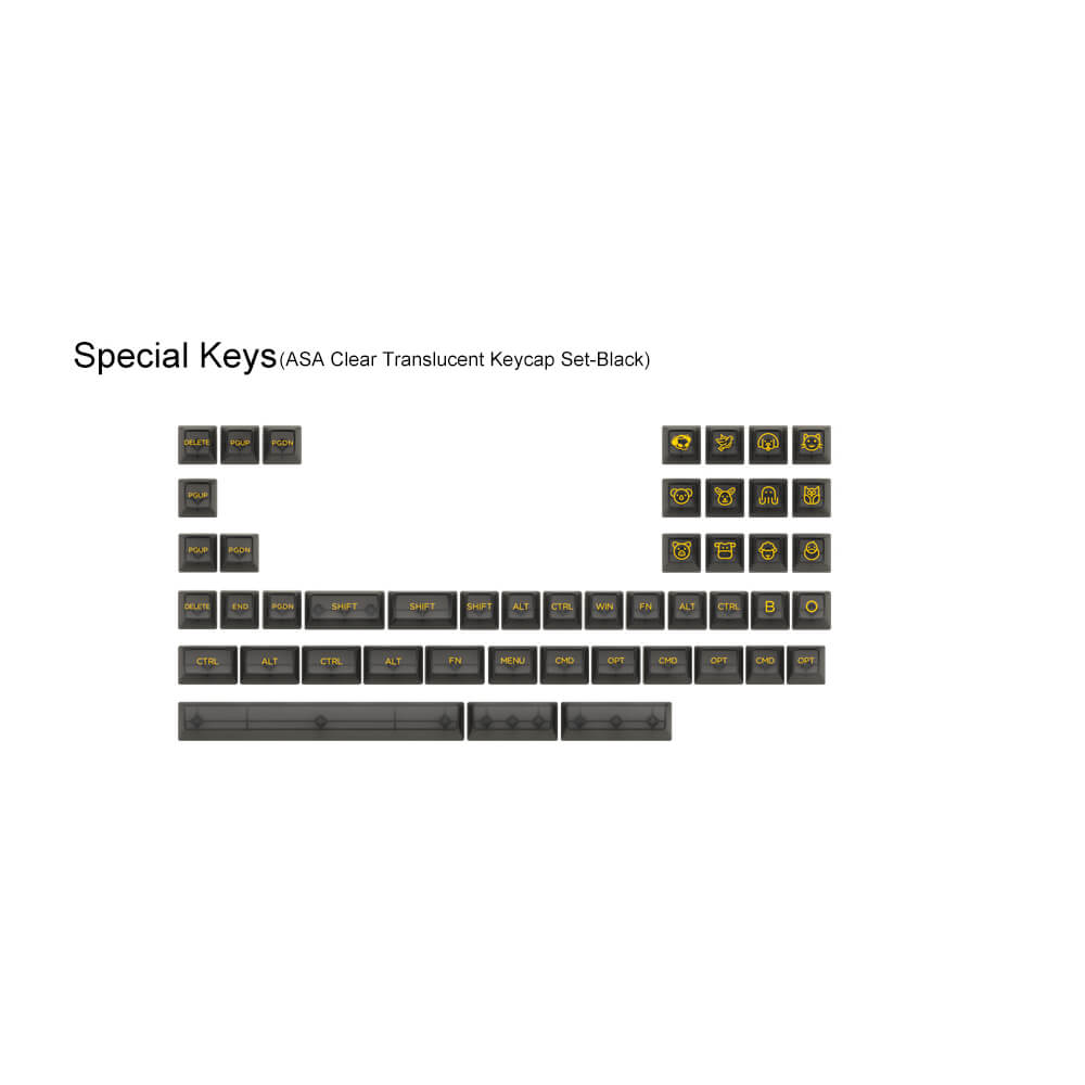 Akko ASA Clear Translucent 155-Piece Polycarbonate Keycaps - Black V2 - Perfect for Custom Mechanical Keyboards & Gaming PC Setups
