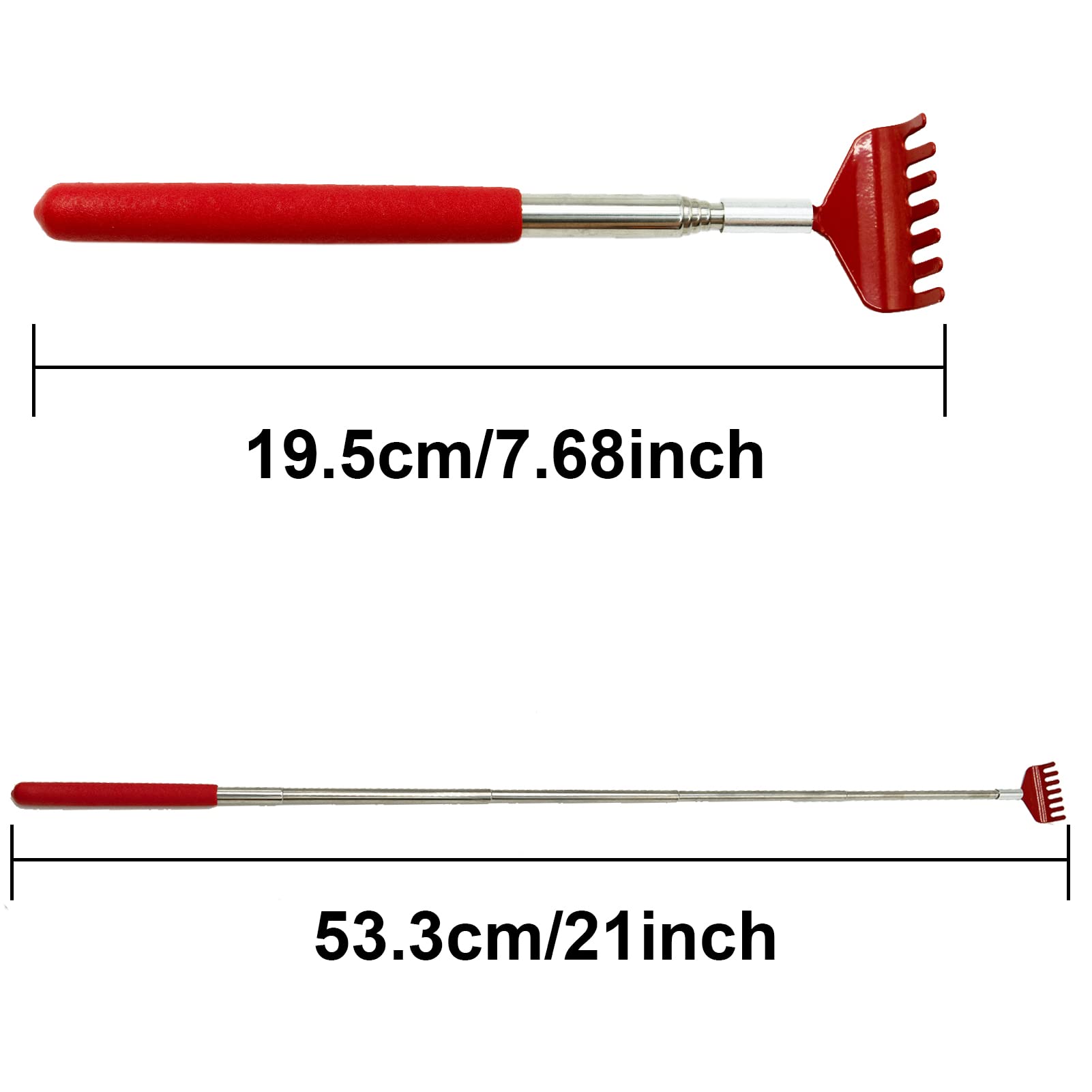 Premium Stainless Steel Telescopic Back Scratcher - Extendable Massage Tool for Itch Relief | Portable & Adjustable Handle for Men & Women | Perfect for Home, Office, Travel & Gift Giving (Red)