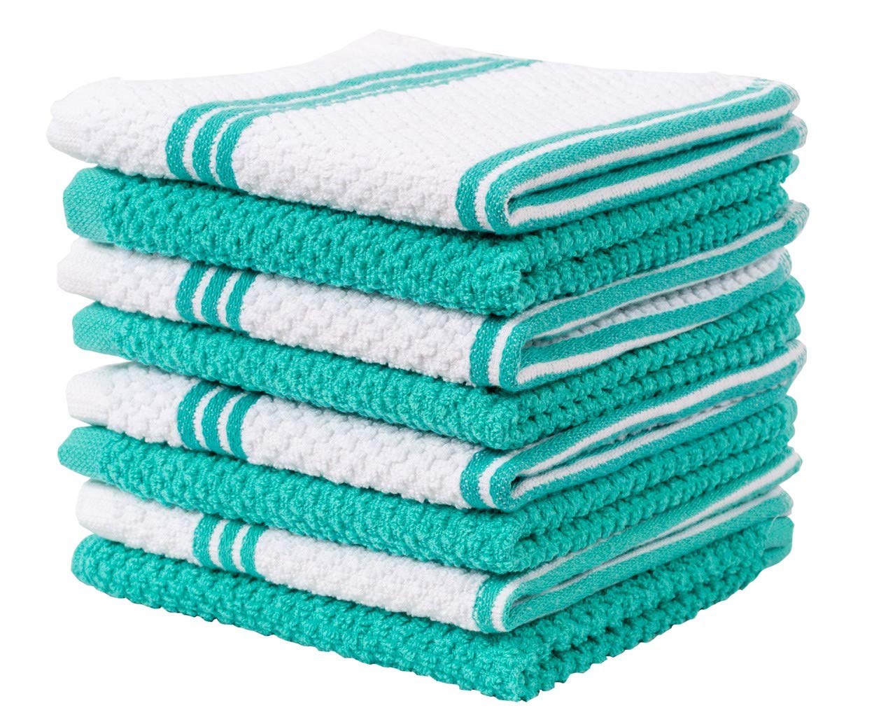 8 Pack 100% Cotton Absorbent Dish Cloths - 12