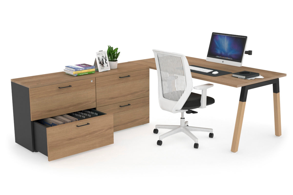 Premium Quadro A Legs Executive Desk with Wooden Legs & Black Cross Beam - 1600L x 700W - Perfect for Home Office, Conference Rooms & Executive Workspaces