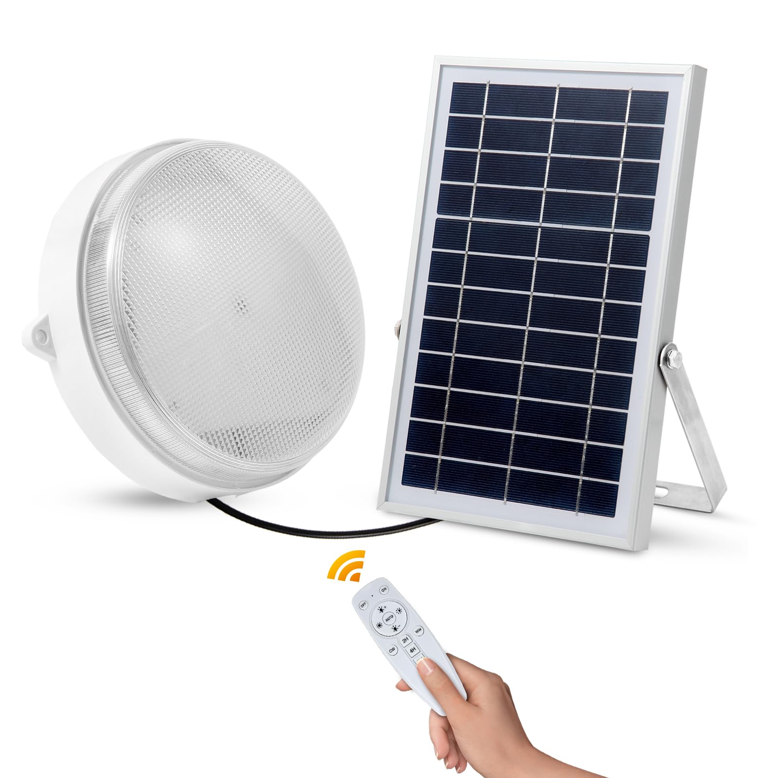 Solar Ceiling Lights - 1000LM Indoor/Outdoor Dimmable LED Solar Shed Light with Remote Control (Cool/Warm White) - Perfect for Yard, Patio, Garage, Barn, Chicken Coop & Outdoor Lighting Needs