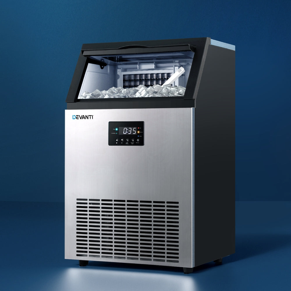 Devanti 45kg Commercial Ice Maker Machine - Heavy Duty Countertop Ice Cube Maker for Restaurants, Bars, Cafes, and Catering Businesses