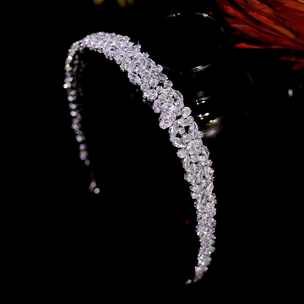 Elegant Silver CZ Bridal Headband - Sparkling Wedding Hair Accessory for Bride, Bridesmaids & Special Occasions | Perfect for Weddings, Prom & Formal Events