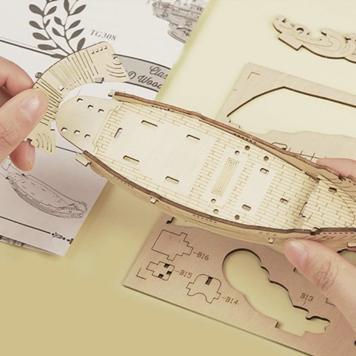 3D Wooden Puzzle Fishing Ship Model Kit - DIY Wooden Ship Building Kit for Adults & Teens - Creative Hobby & Home Decor for Nautical Enthusiasts - Perfect for Relaxation, Gifts & Display