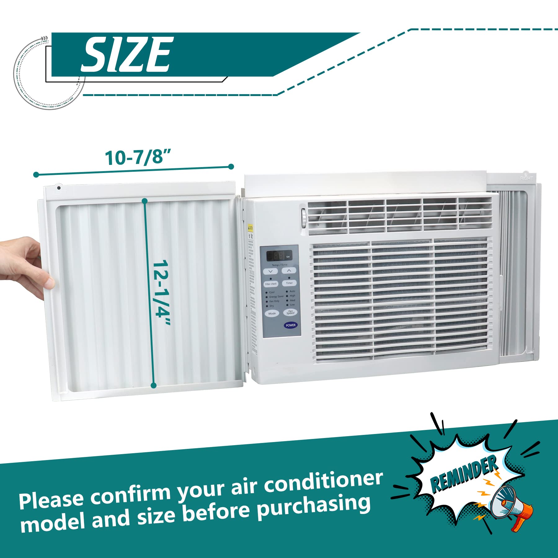 Window Air Conditioner Side Panels & Insulation Curtain Kit with Frame - Replacement Screen for 8,000 BTU AC Units | Perfect for Home Cooling, Energy Efficiency & AC Maintenance