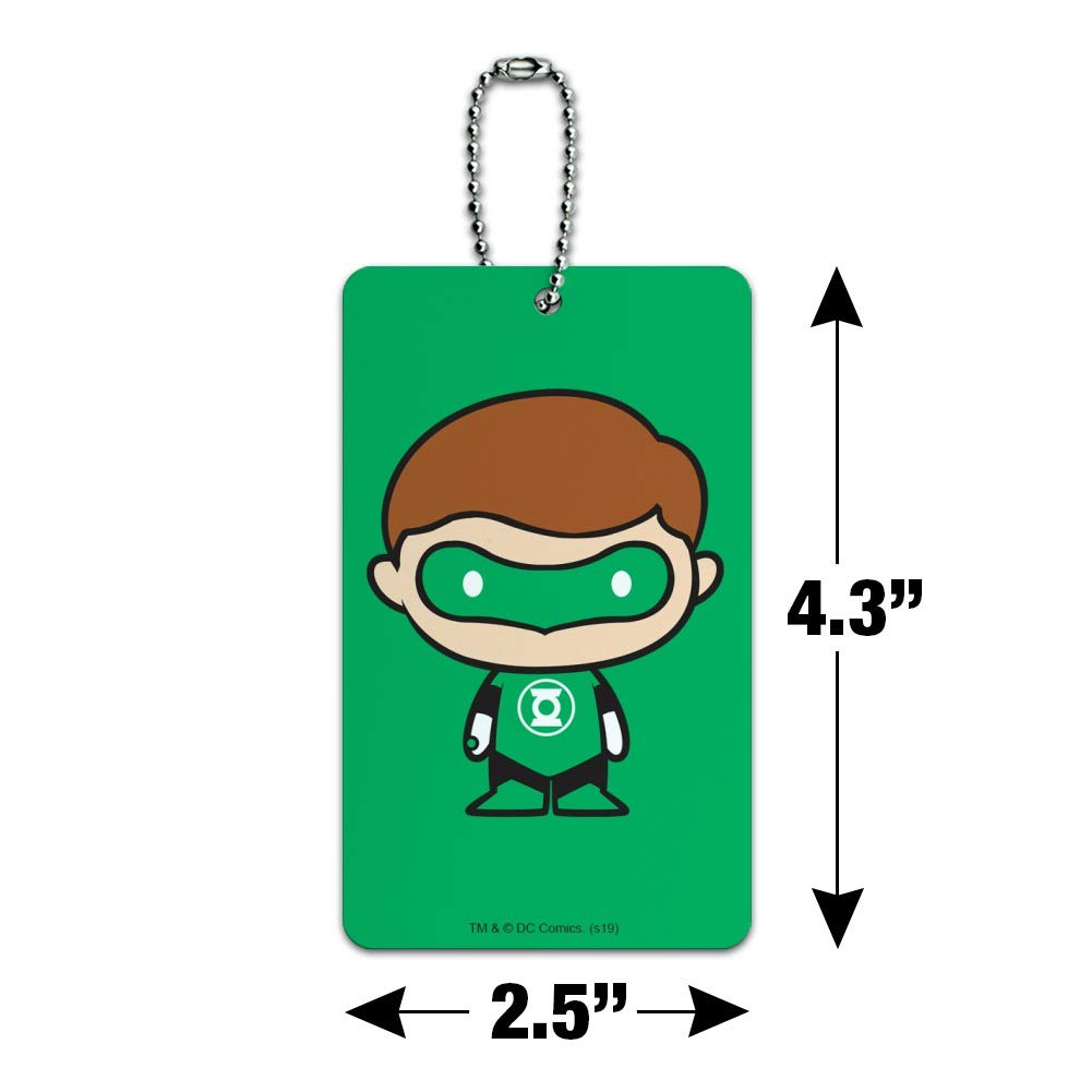 Green Lantern Cute Chibi Character Luggage Tag - Durable Suitcase ID Card Holder for Carry-On Bags - Perfect for Travel, Cosplay & Comic Conventions