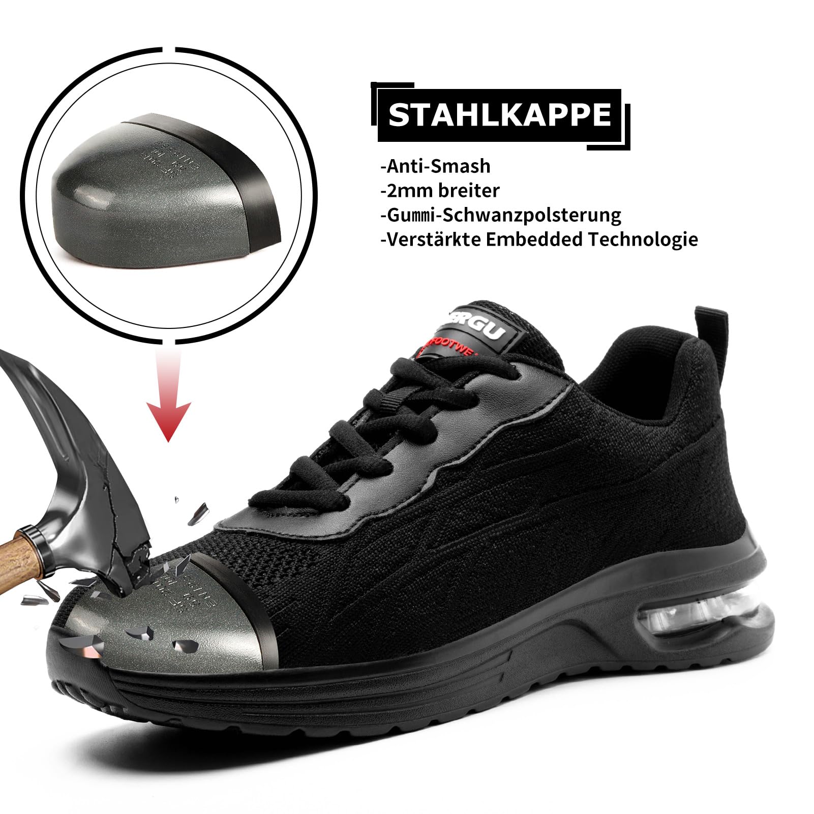 TAERGU Men's S1 Safety Work Shoes - Lightweight Steel Toe Cap, Puncture Resistant Industrial Boots for Construction & Warehouse Use
