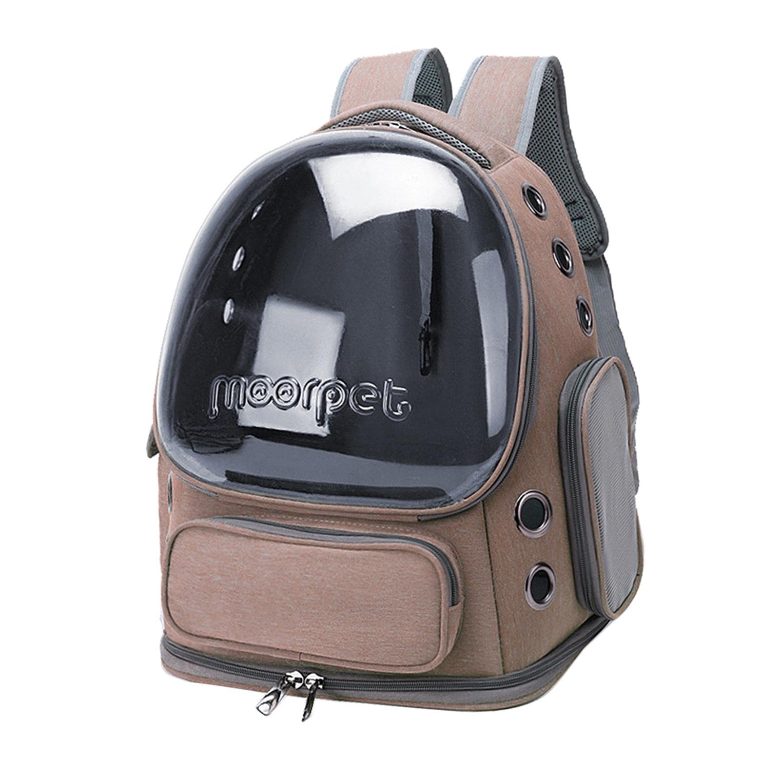 Enakshi Transparent Cat Carrier Backpack for Small Pets - Portable & Lightweight for Hiking, Travel, Vet Visits | Pet Supplies for Cats & Small Dogs | Durable Khaki Tote with Ventilation Windows