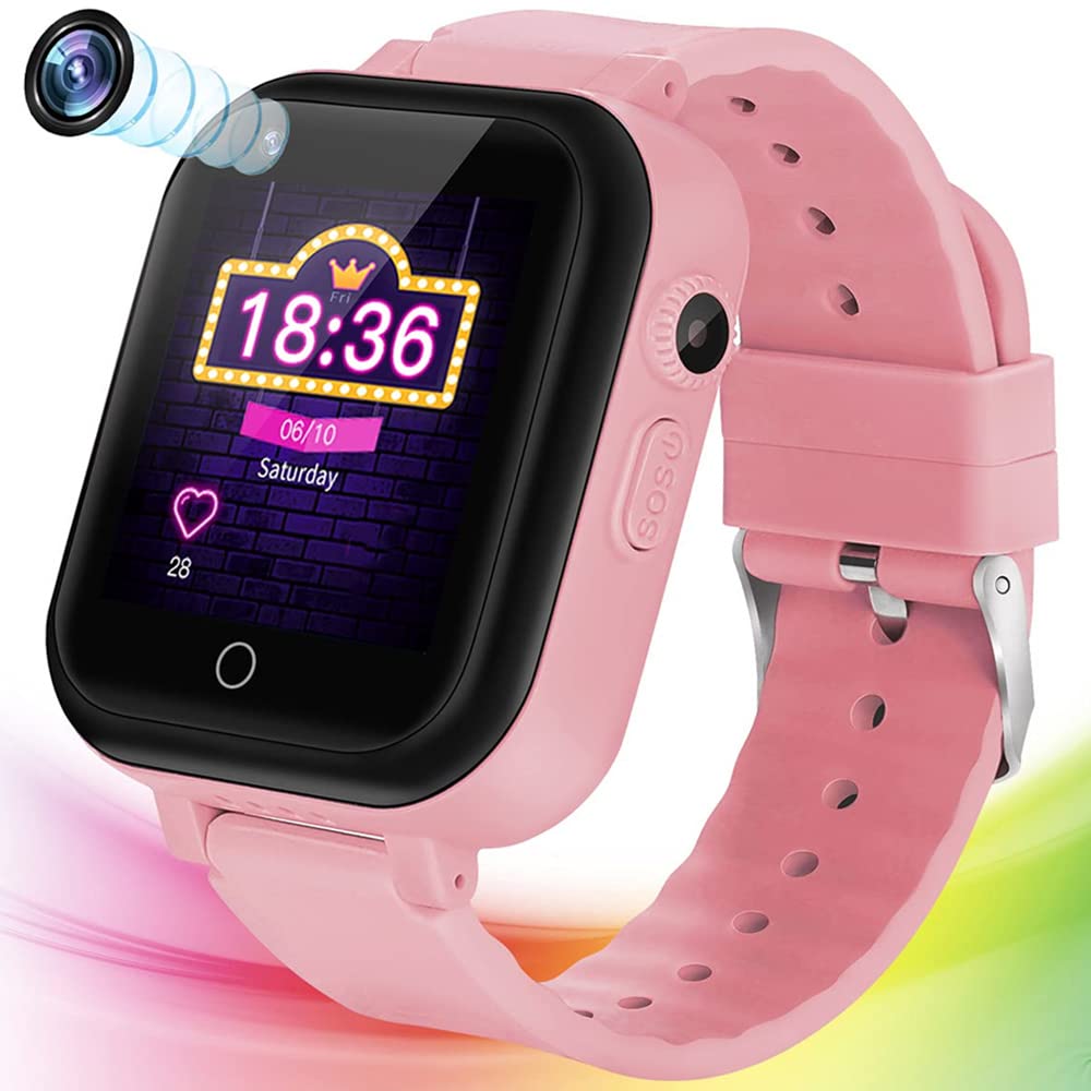 4G Kids Smart Watch for Boys & Girls Ages 3-12 - Waterproof GPS Tracker with Video Calling, WiFi, Bluetooth, SOS Alert, Step Counter & Games - 1.4
