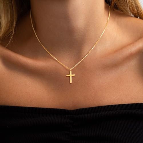 2-gold box chain cross necklace