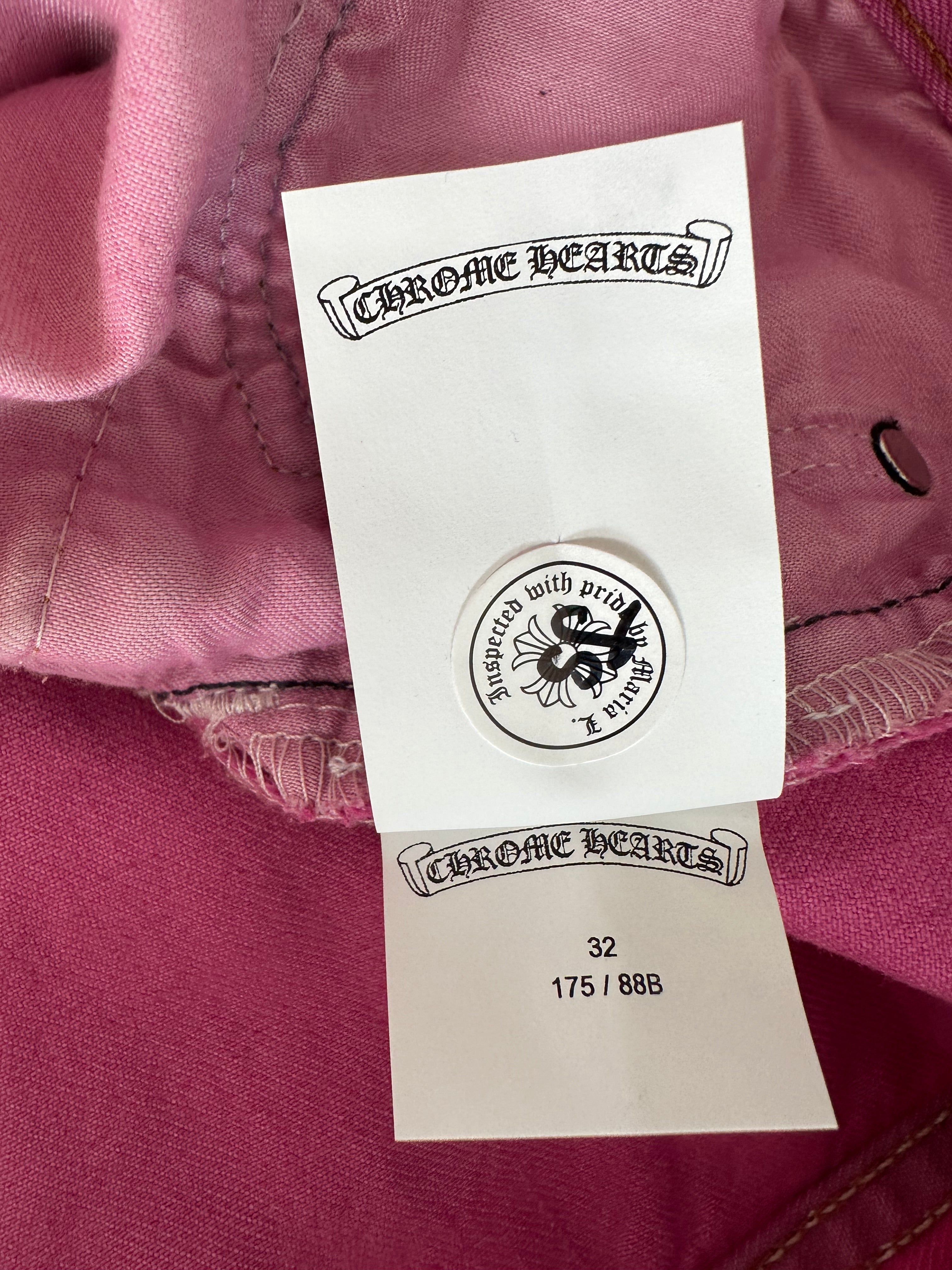 Chrome Hearts x Levi's Pink Cross Patch Denim Jeans for Women - Stylish Vintage Distressed Skinny Jeans | Perfect for Casual Outfits, Streetwear & Night Out