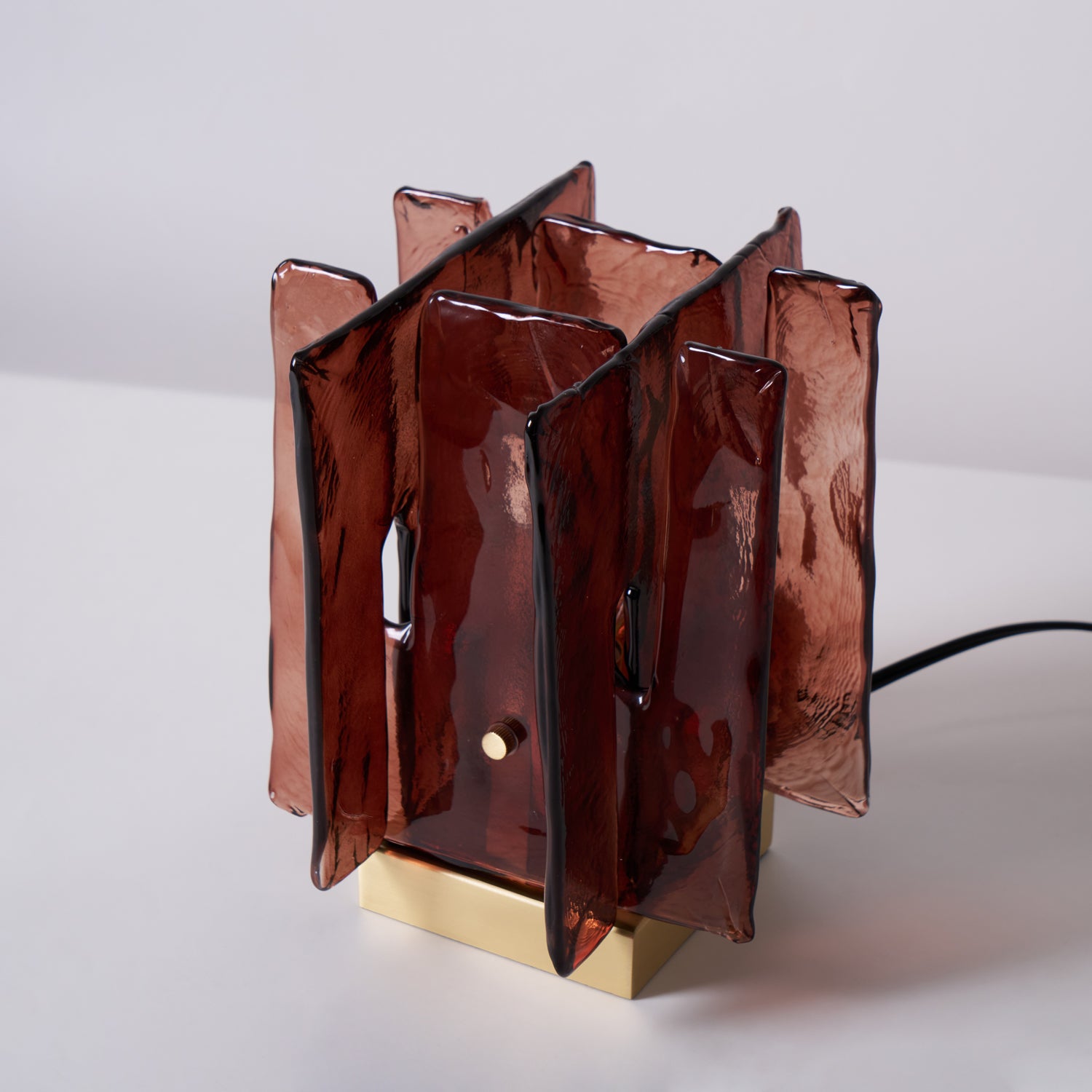 Amber LED Table Lamp with Wooden Base - Modern Nightstand Light for Bedroom, Living Room, Office | Warm Glow & Dimmable for Cozy Ambience