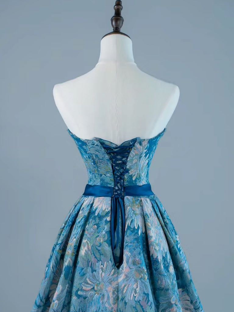 Elegant A-Line Satin Blue Short Prom Dress | Homecoming Party Dress for Teens | Perfect for School Dances, Formal Events & Special Occasions