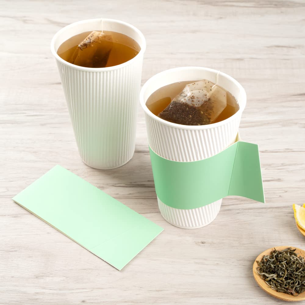 Disposable Hot Coffee Cup Sleeves with Handle - 1000 Pack Mint Green Paper Cup Jackets for 12oz, 16oz, 20oz Cups | Restaurantware for Coffee Shops, Cafes & Takeout Services (Cups Sold Separately)