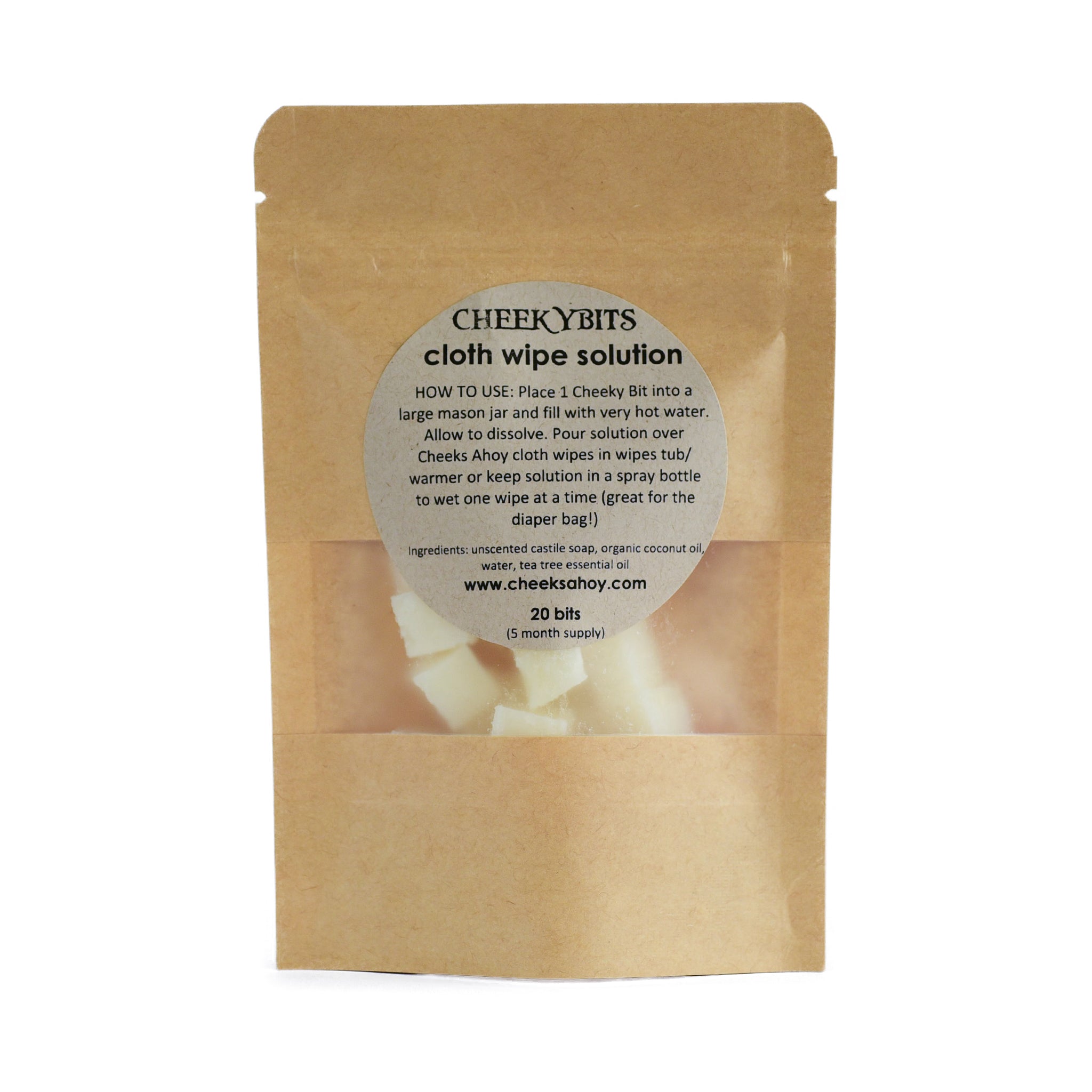 Eco-Friendly Cheeky Bits Cloth Wipe Solution Cubes - Reusable & Soft Baby Wipes for Diaper Changes, Makeup Removal & Household Cleaning