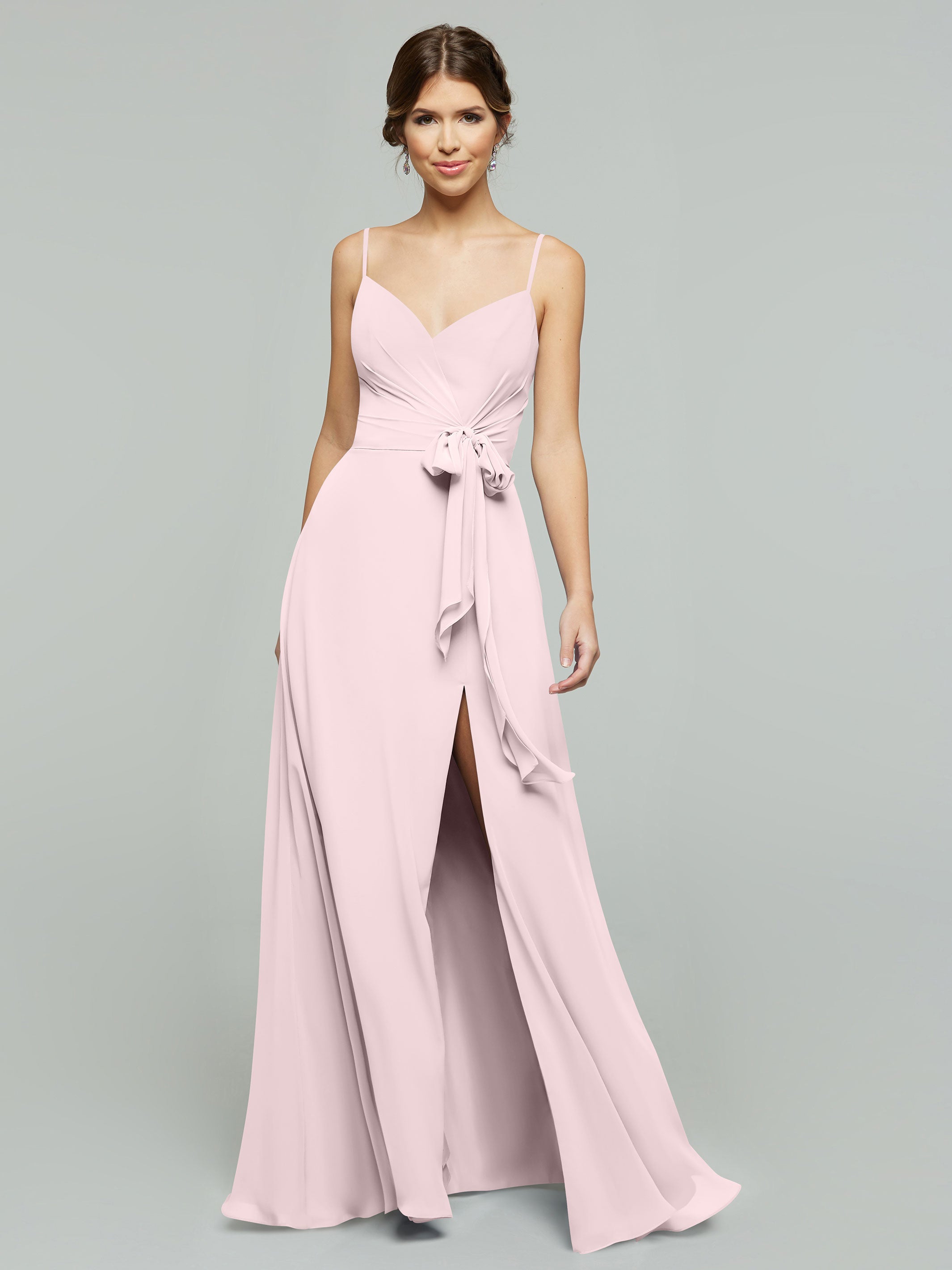 Elegant 80182 Chiffon A-Line Bridesmaid Dress with V-Neck & Spaghetti Straps - Perfect for Weddings, Formal Events & Special Occasions