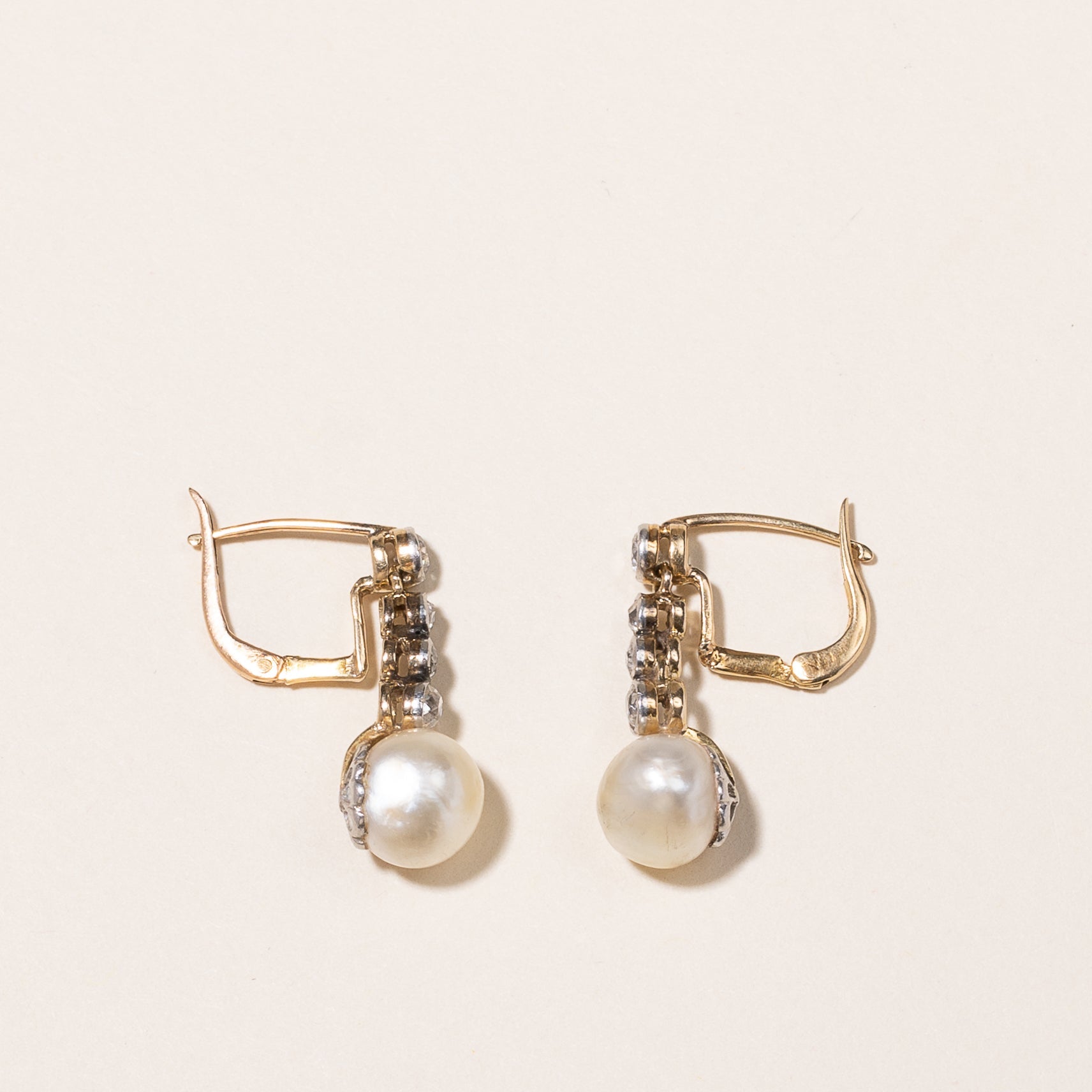 14K Gold Pearl & Diamond Drop Earrings - 8.00-8.50mm Freshwater Pearls, 0.72ctw Diamond Accents | Elegant Dangle Earrings for Weddings, Parties & Special Occasions