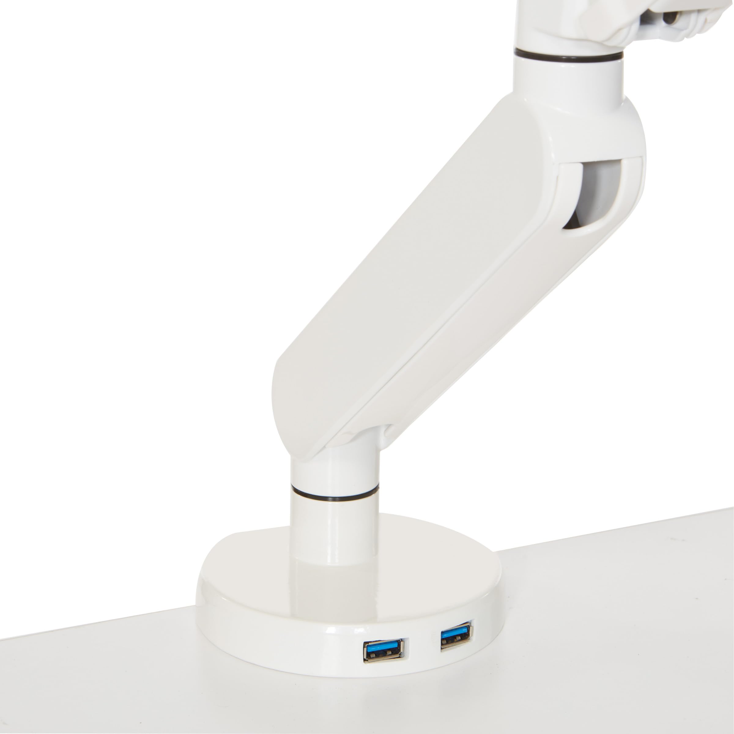 Office Star Ascend II Single Monitor Arm with Dual USB 3.0 Ports, 3-Point Rotation & VESA Mount - Adjustable for 17 to 30 Inch Screens (White) - Perfect for Home Office, Gaming & Workspace Setup
