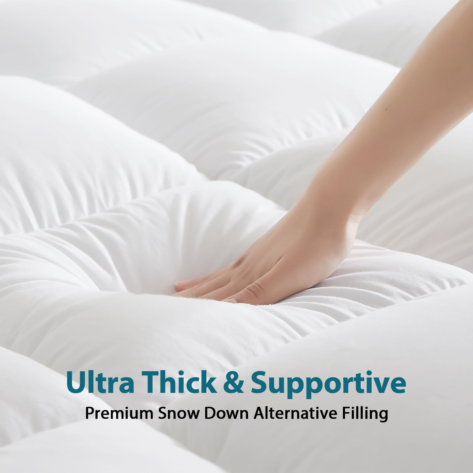 CYMULA Twin XL Mattress Topper - Cooling Soft Mattress Pad for College Dorm & Guest Room - Extra Thick Pillow Top Cover for Back Pain Relief (8-21