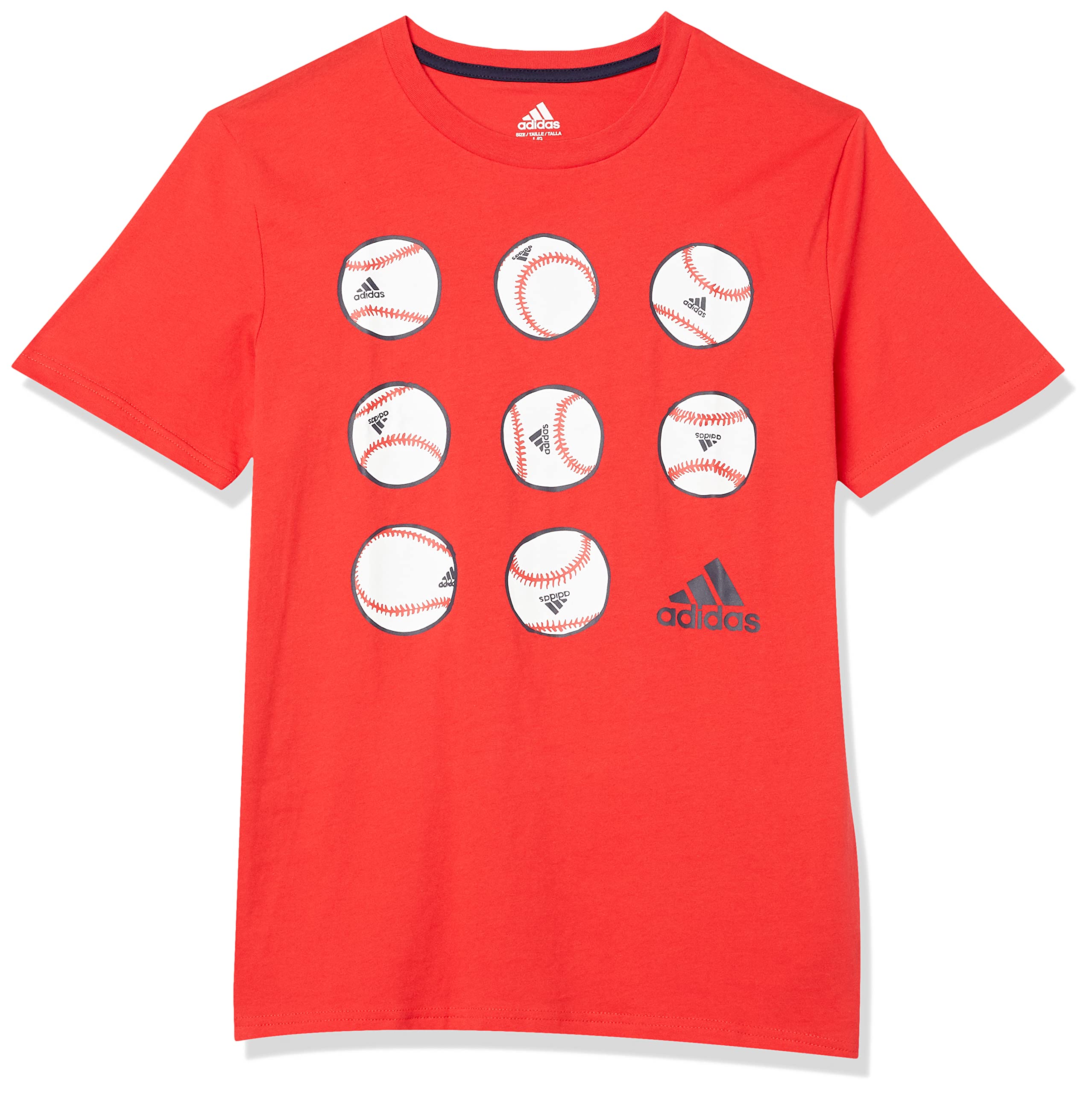 Adidas Boys' Short Sleeve Baseball Jersey Tee - Comfortable Cotton Blend Shirt for Kids Sports, Baseball Games & Casual Wear