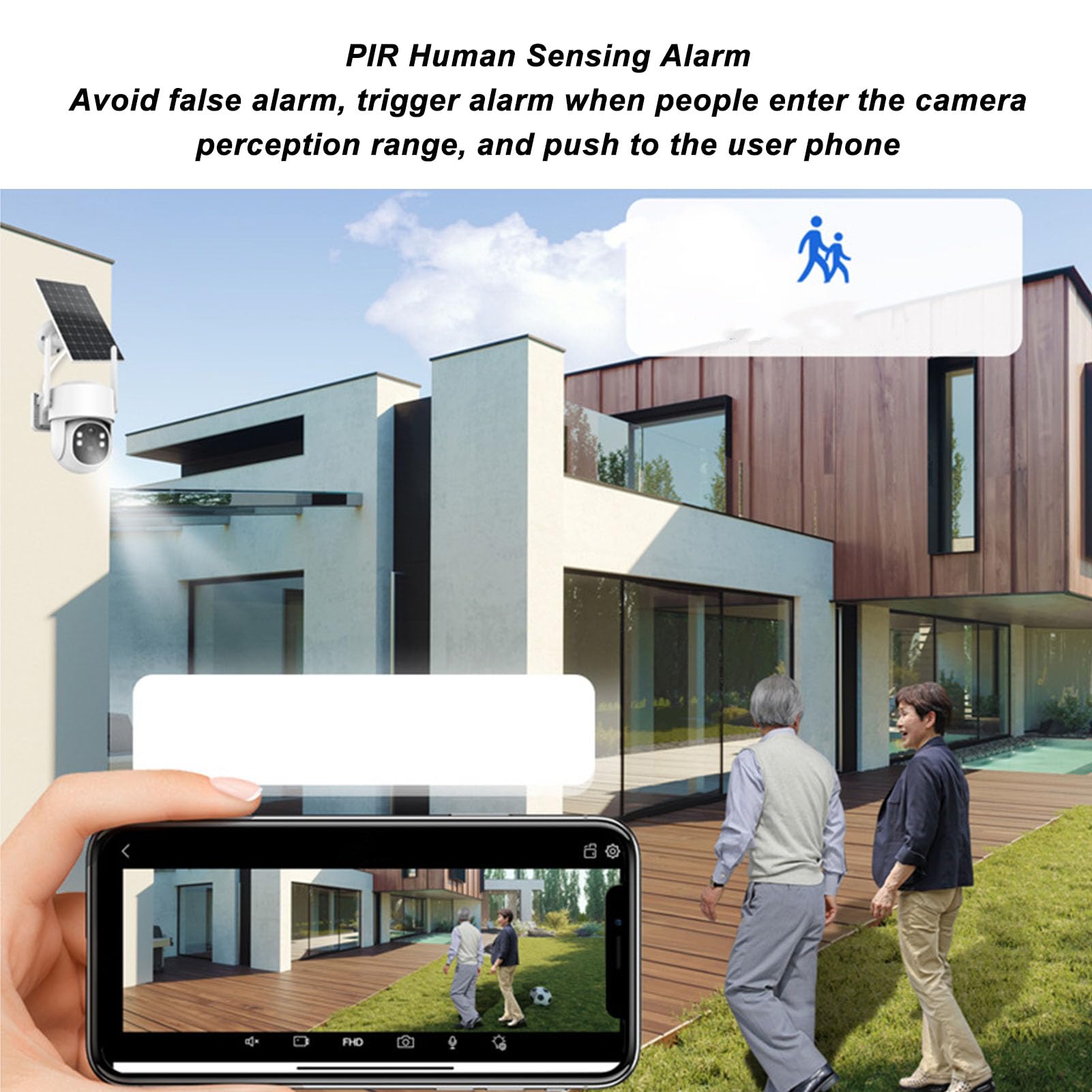 Gearwell Solar Security Camera Wireless Outdoor, WiFi Solar Panel Surveillance Camera with Night Vision & IP66 Waterproof - Ideal for Home, Yard, and Business Security Monitoring