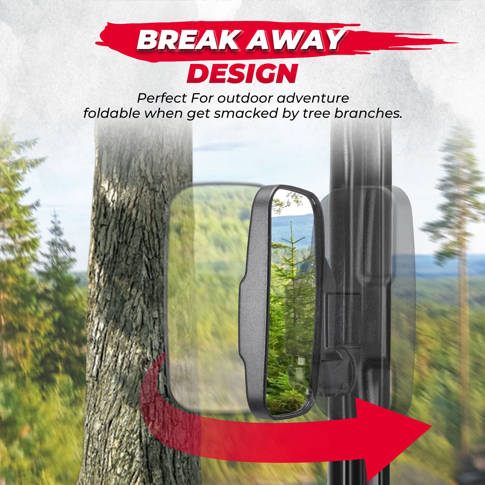 KEMIMOTO UTV Side Mirrors and Center Mirror Set - Compatible with Polaris Ranger 500 570 900 1000 XP - Pro-Fit Profiled Tube Rearview Mirrors for Enhanced Visibility and Safety - Perfect for Off-Roading, Hunting, and Farm Work