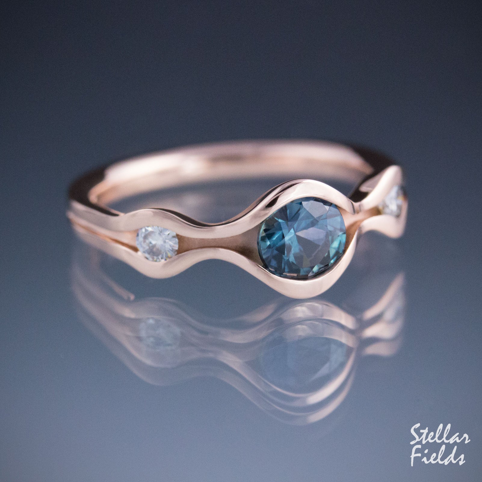 Eco-Friendly Lab Grown Diamond Three Stone Wave Engagement Ring for Women | Ethical & Sustainable Wedding Jewelry | Perfect for Proposals, Anniversaries & Special Occasions