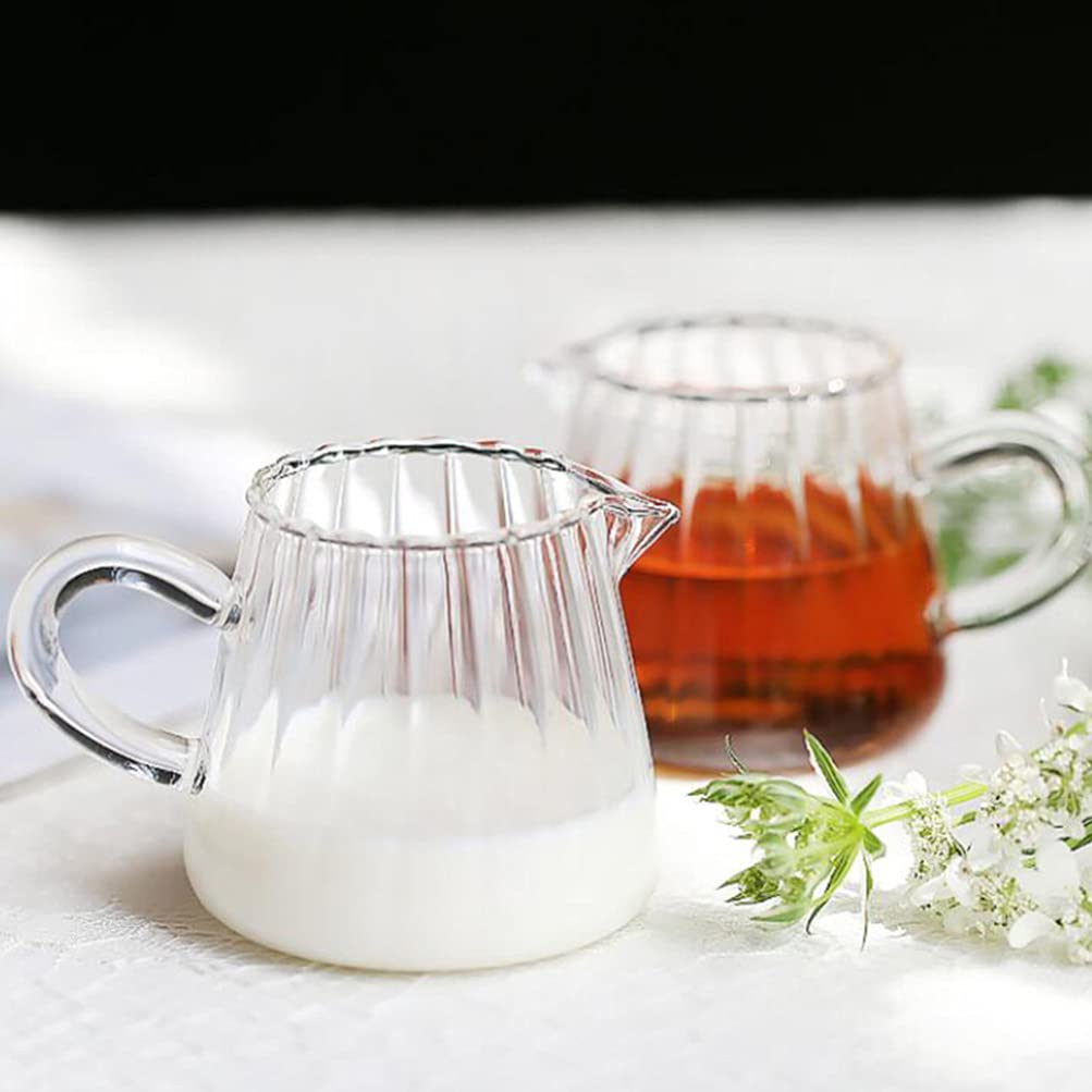 Luxshiny Glass Milk Creamer Pitcher - Small Wave Design Creamer & Sauce Pitcher for Coffee, Tea, and Kitchen Use - Perfect for Home, Cafe, and Restaurant Serving