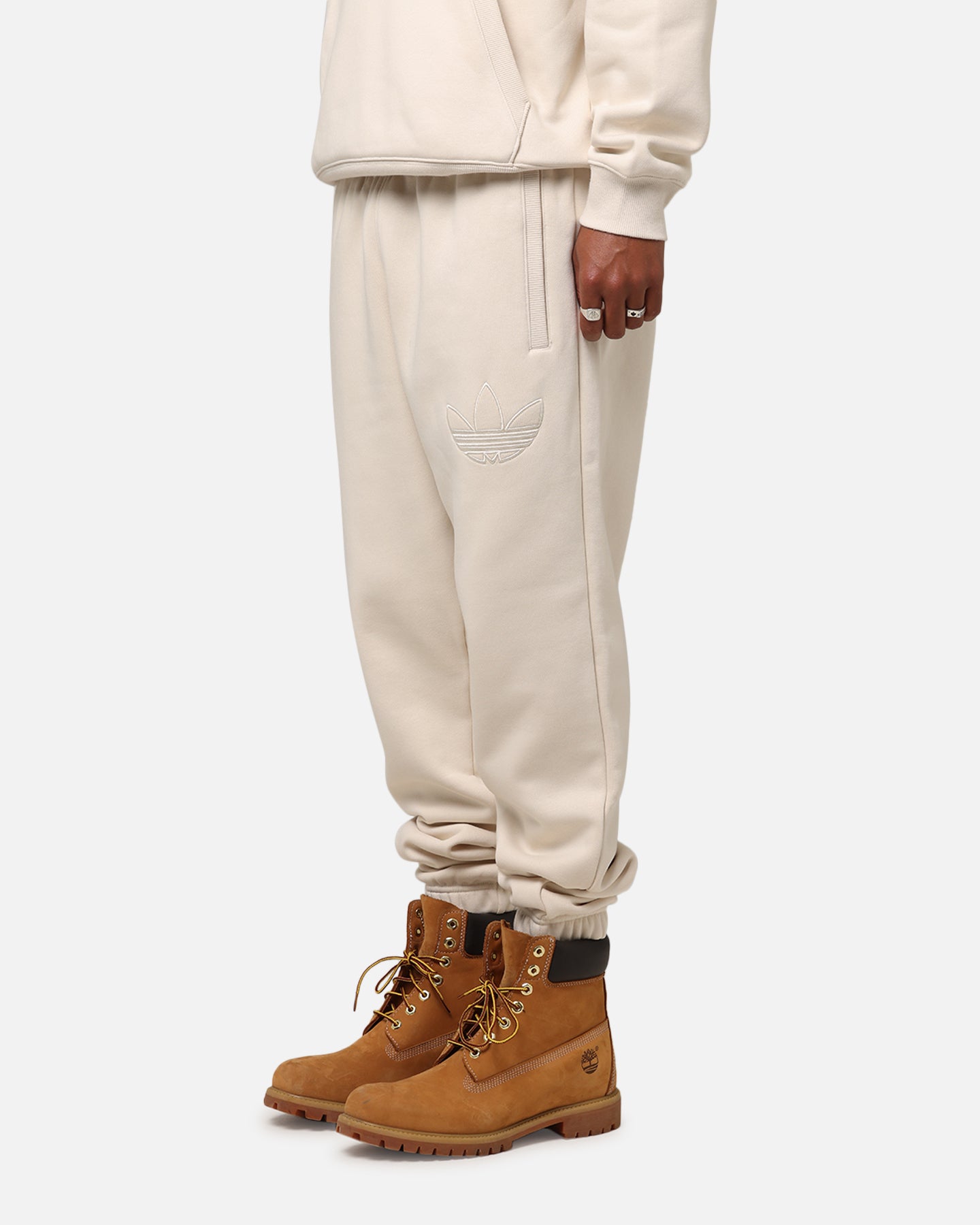 Adidas Originals 70's Fleece Joggers for Men - Soft Cotton Sweatpants with Elastic Waistband, Wonder White | Perfect for Gym, Running, Lounge & Casual Wear