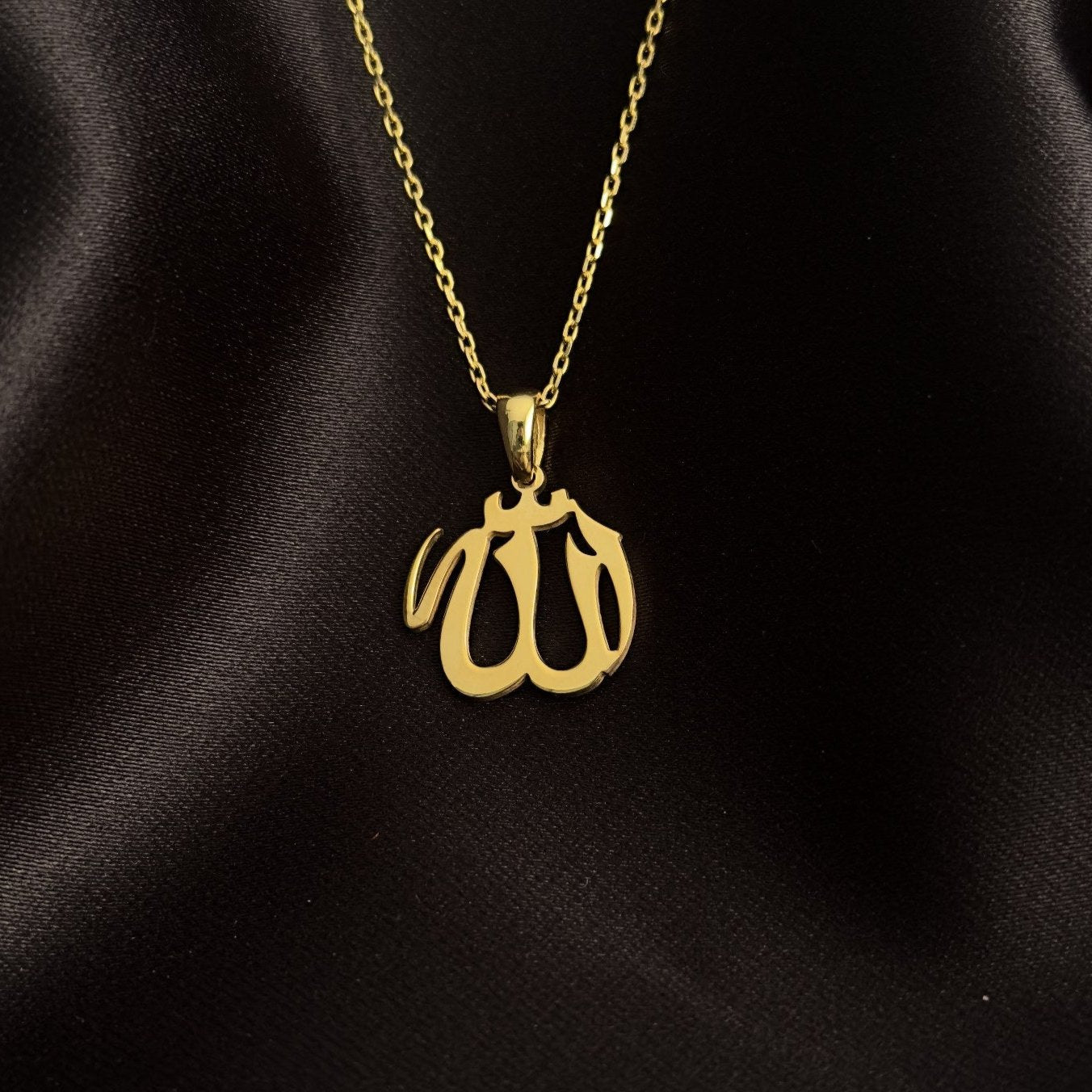Allah Necklace 18K Gold Plated Silver Pendant - Islamic Jewelry for Women & Men - Perfect for Ramadan, Eid, Daily Wear & Gift Giving