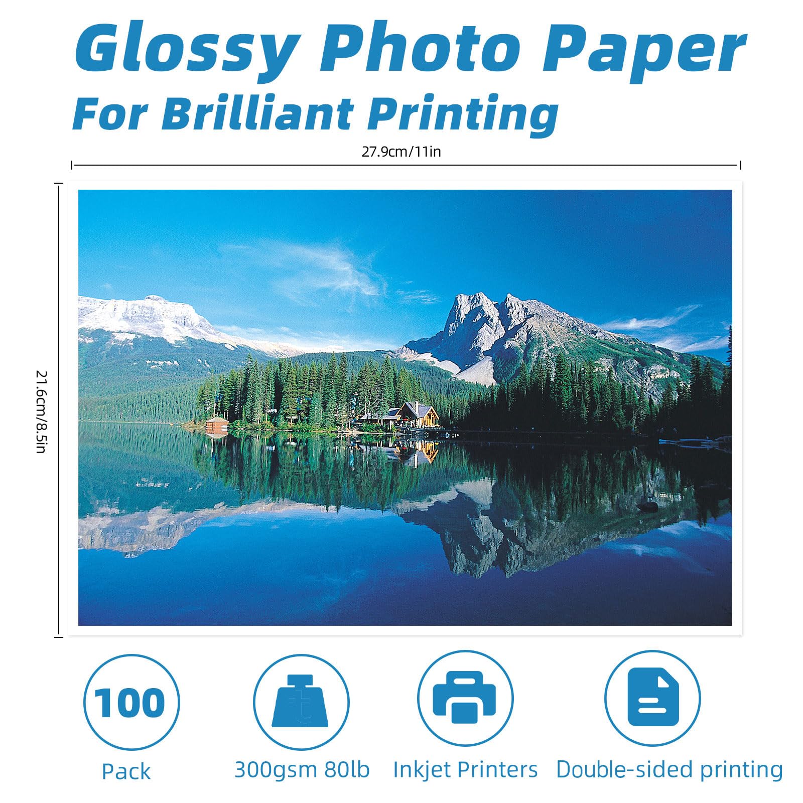 Uinkit 300gsm Glossy Photo Paper 8.5x11 - 100 Sheets for Inkjet Printers - Perfect for Photo Albums & Art Prints