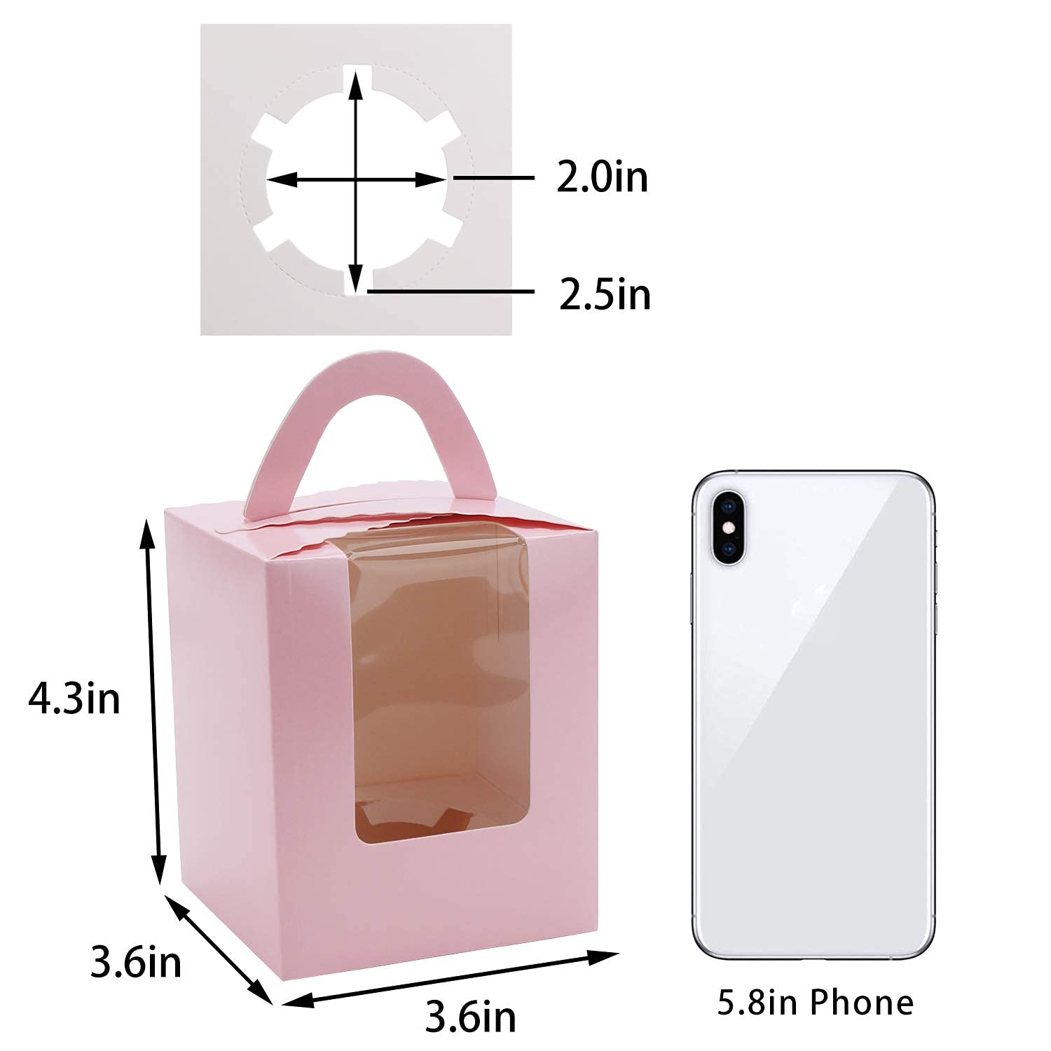 50-Pack 5oz Pink Muffin Liners & Single Cupcake Boxes with Lids - EUSOAR Aluminum Foil Baking Cups & Gift Box Holders for Wedding, Birthday Party, Baby Shower - Perfect for Cake Treats, Dessert Display & Party Favors