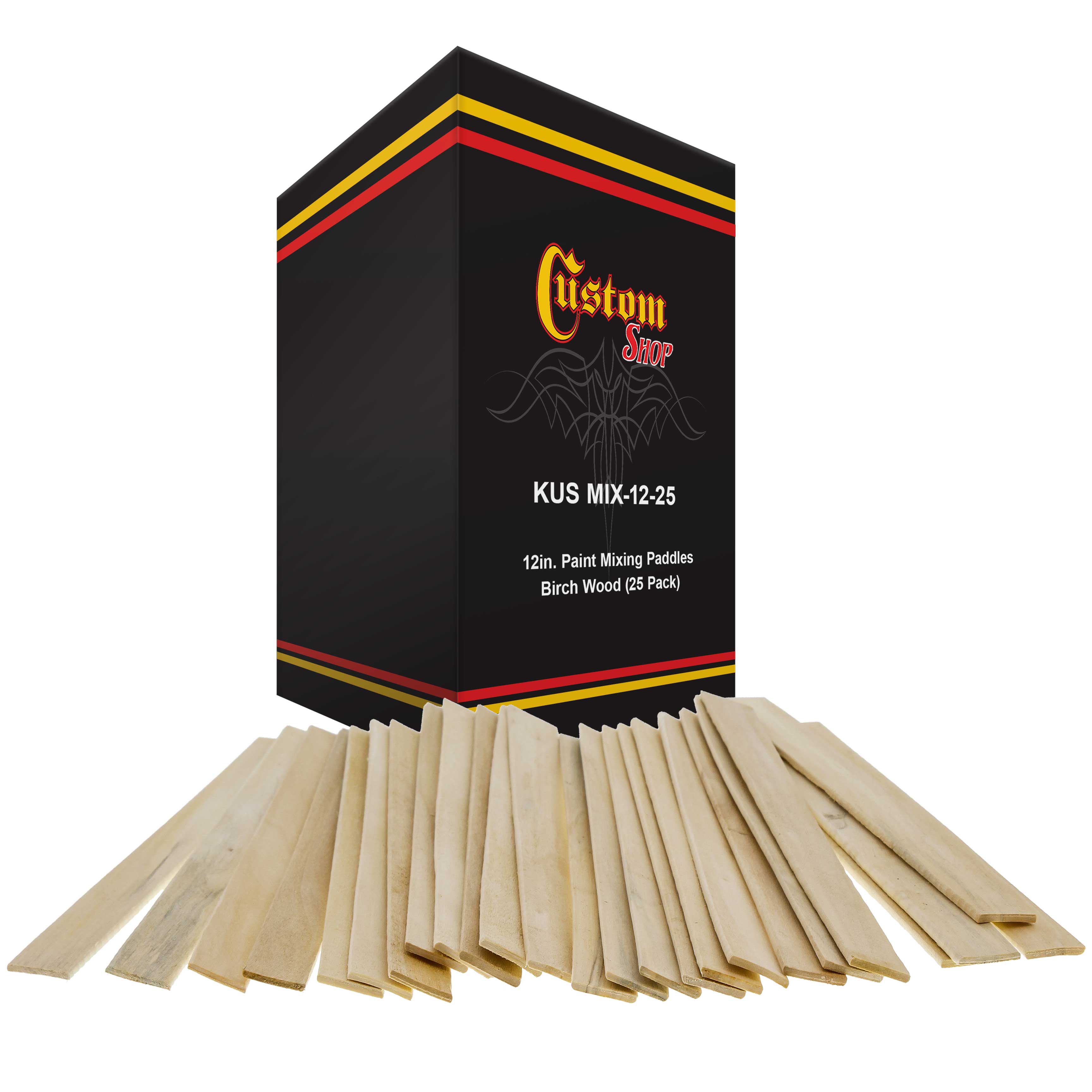 12 Inch Paint Mixing Paddles - 25 Pack Birch Wood Stir Sticks for Paint, Epoxy, Resin - Perfect for DIY Projects, Home Improvement & Professional Use