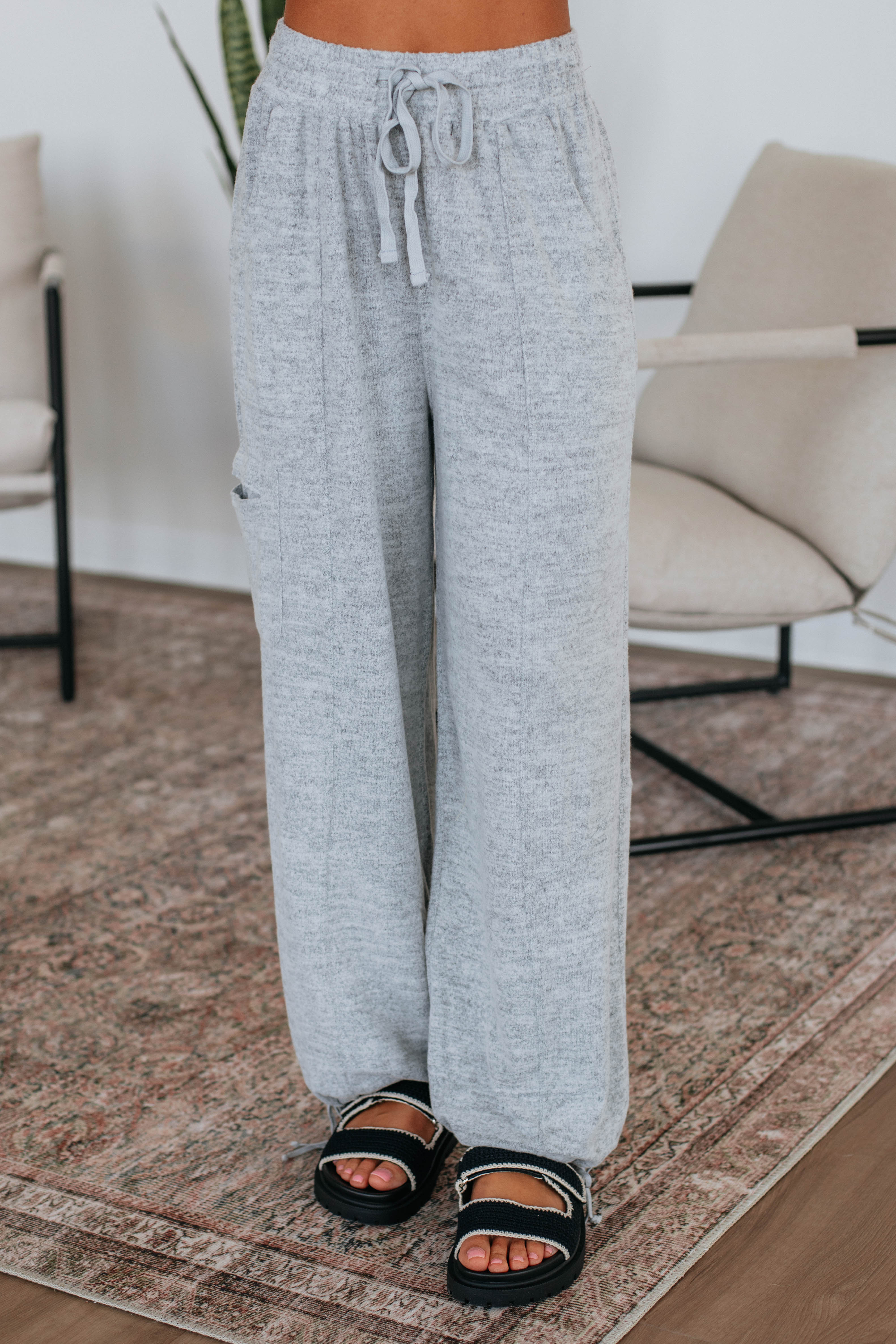 Bryden Lounge Joggers for Women - Soft Comfortable Fleece Sweatpants with Pockets, Heather Grey - Perfect for Yoga, Running, Travel & Relaxing at Home