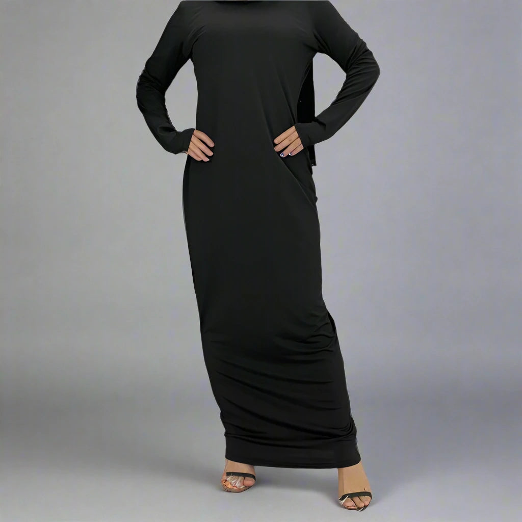 Modest Muslim Women's Microfiber Inner Abaya Dress - Breathable & Lightweight Prayer Dress for Home & Mosque Wear
