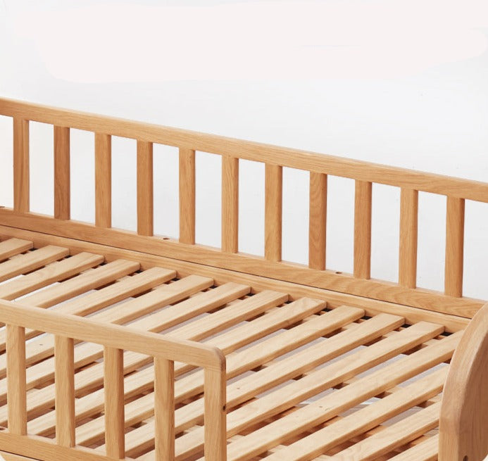 Solid Oak Wood Multi-Function Storage Bed with Wide Underbed Drawers - Perfect for Bedroom Organization & Small Space Living