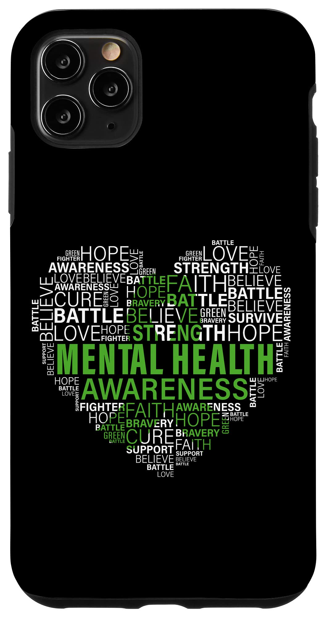 iPhone 11 Pro Max Case - Mental Health Awareness with Inspirational 'Fight Hope Support' Design for Strong Warriors | Perfect for Daily Use & Showing Support