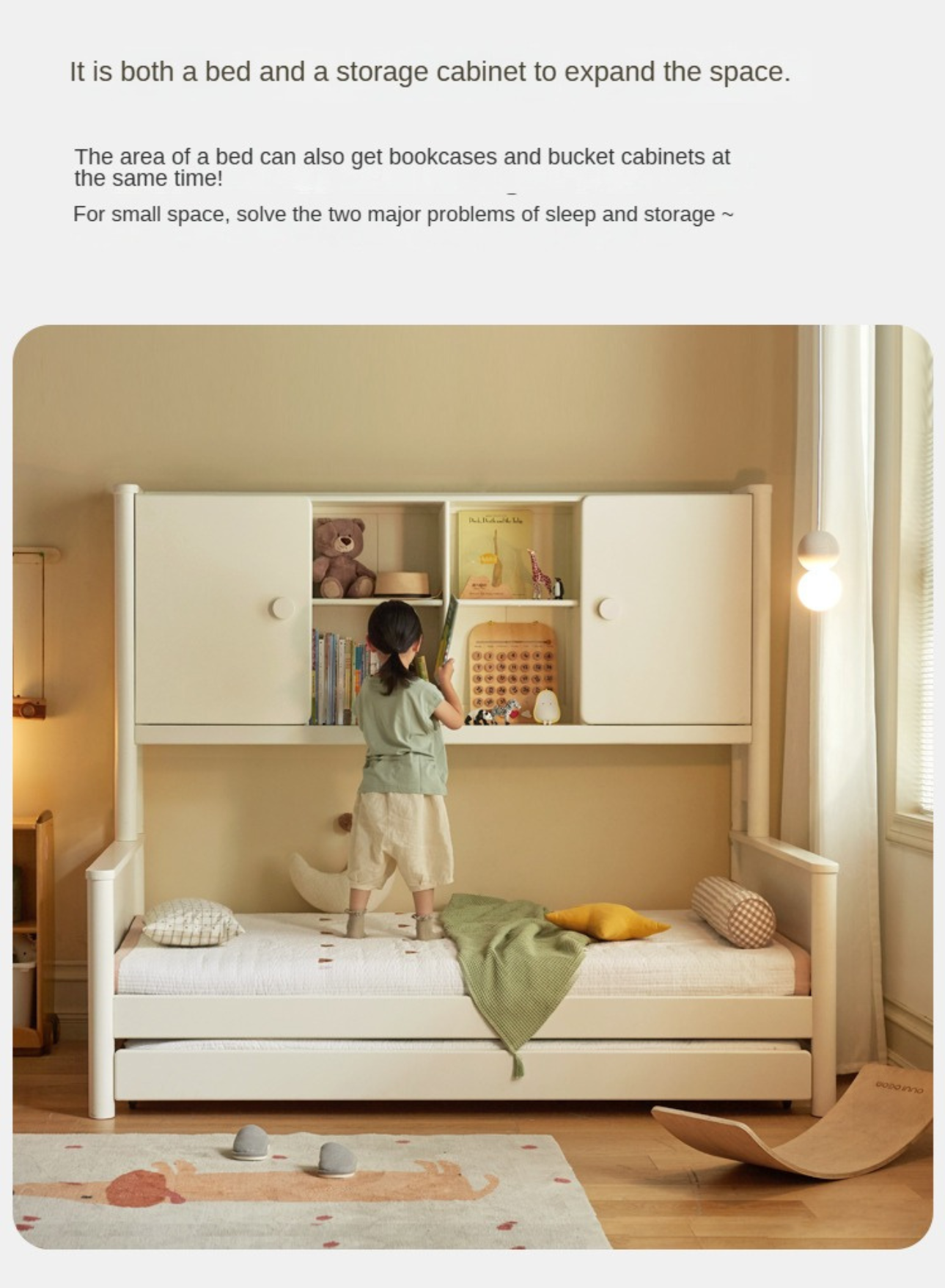 Solid Poplar Wood Kids Storage Bed - White Single Bed Frame with Underbed Drawers for Bedroom Organization & Space Saving