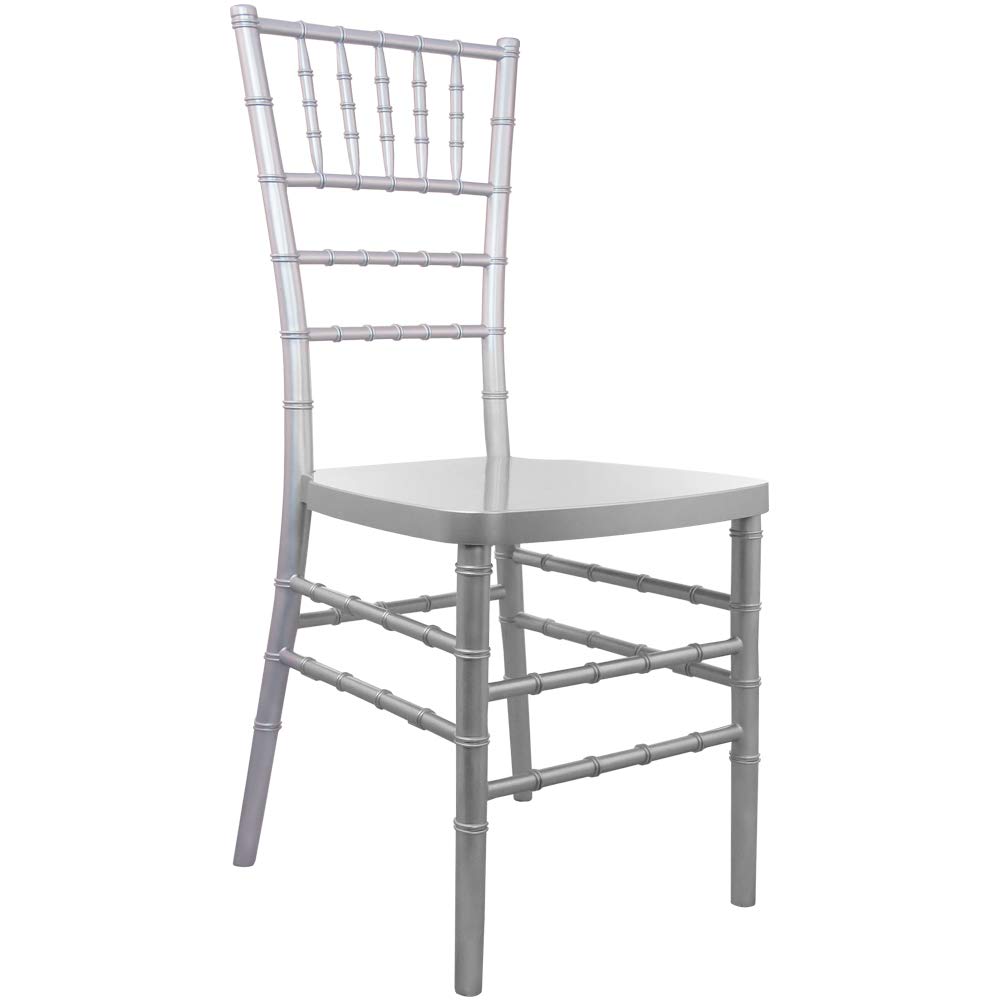 Flash Furniture Advantage Silver Resin Chiavari Chair - Elegant & Durable Event Seating for Weddings, Banquets, and Parties