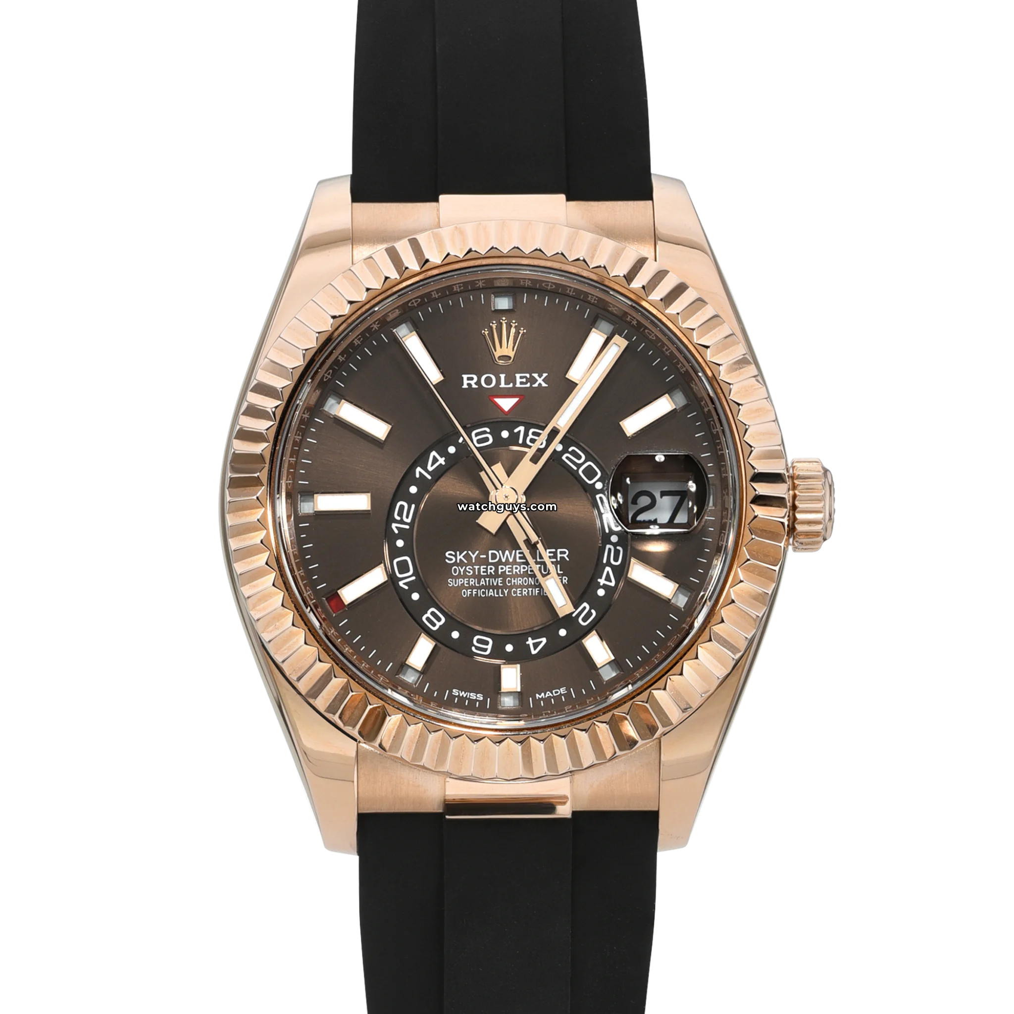 Rolex Sky-Dweller 326235 Men's Luxury Watch - 18K Everose Gold, Chocolate Dial, Oysterflex Bracelet - Perfect for Business, Travel & Special Occasions