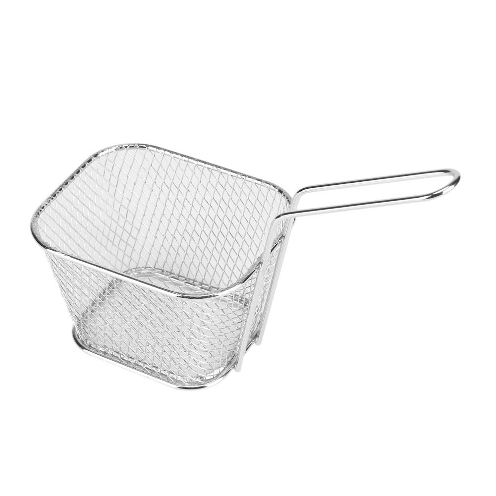 Stainless Steel Fryer Basket for Chips, Fries, Shrimps & Onion Rings - 1PC Commercial Deep Fry Basket for Restaurants & Home Kitchens - Perfect for Frying, Serving & Draining Fried Foods