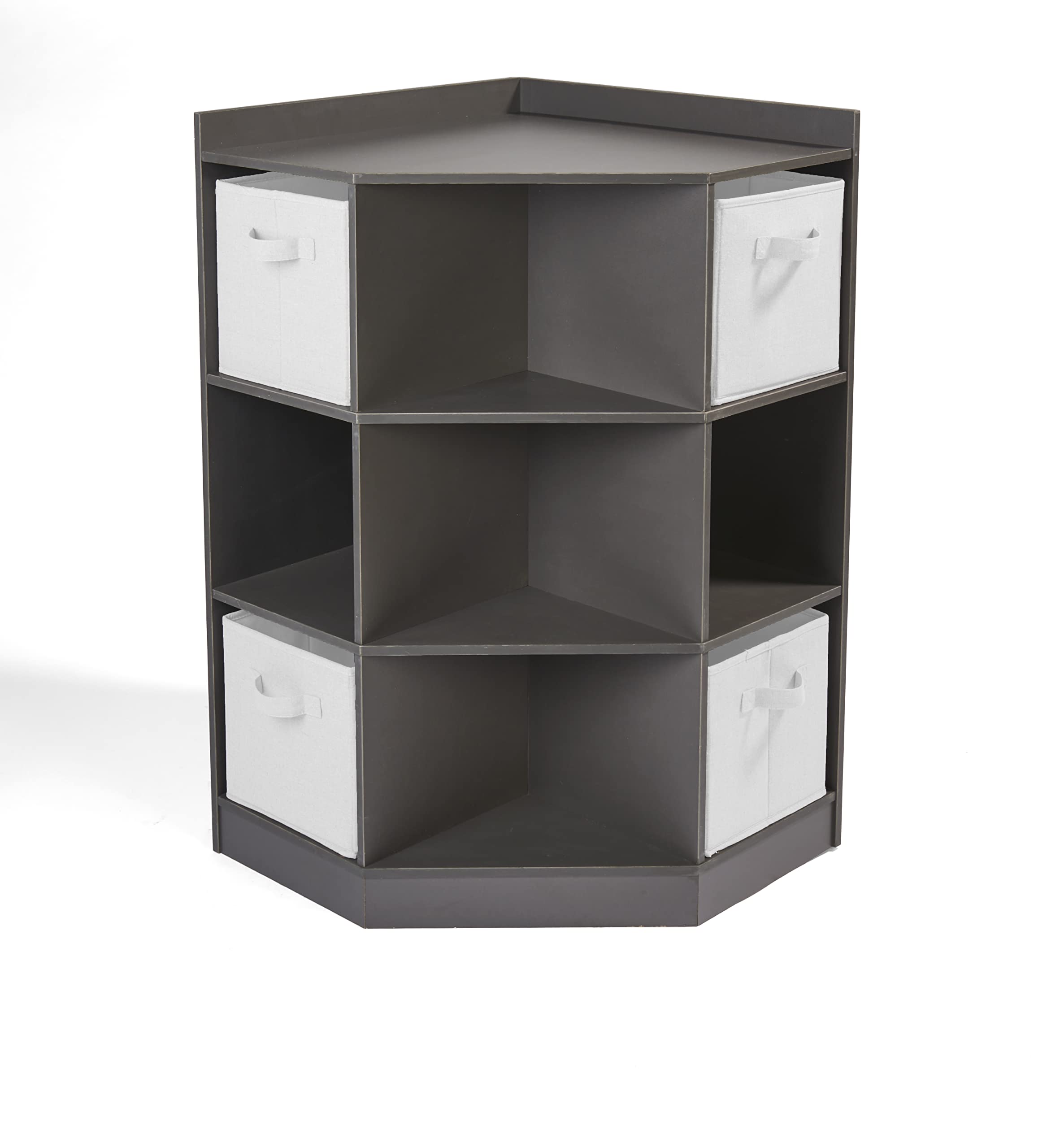 Badger Basket Corner Toy Storage Organizer for Kids with 4 Removable Baskets - Space-Saving Kids Room Organization for Toys, Books & Clothes - Charcoal Gray Nursery & Playroom Storage Solution
