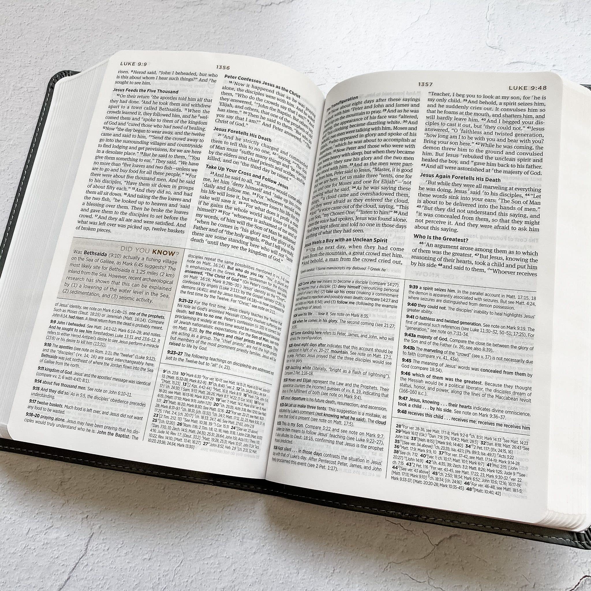 Hand Lettered & Laser Engraved ESV Student Study Bible - Gray TruTone Leather Cover with Custom Name Engraving | Personalized Christian Gift for Graduation, Baptism & Daily Devotion