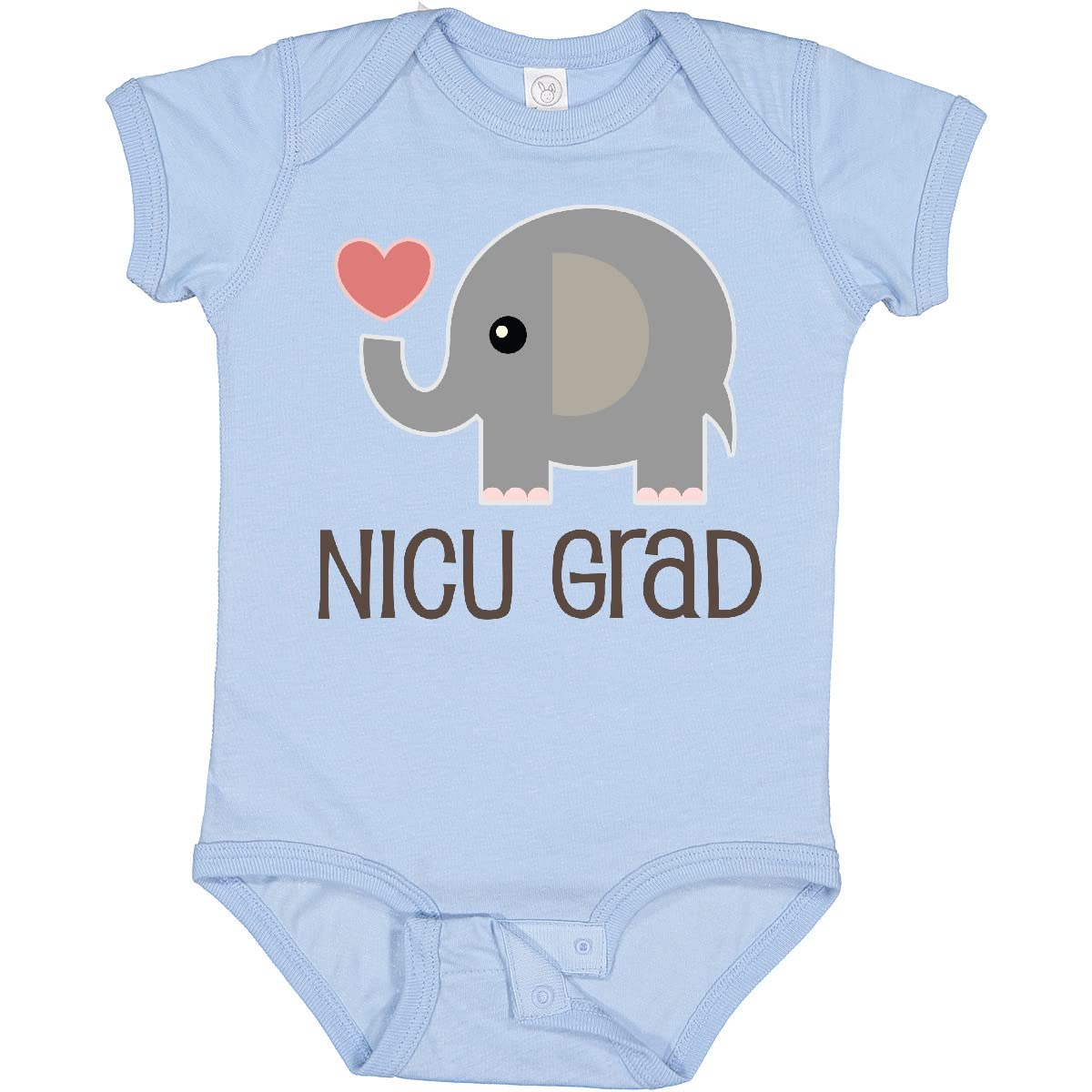 Inktastic NICU Graduate Baby Elephant Bodysuit - Cute Newborn Onesie for Preemie & NICU Babies - Perfect Gift for New Parents & Baby Showers