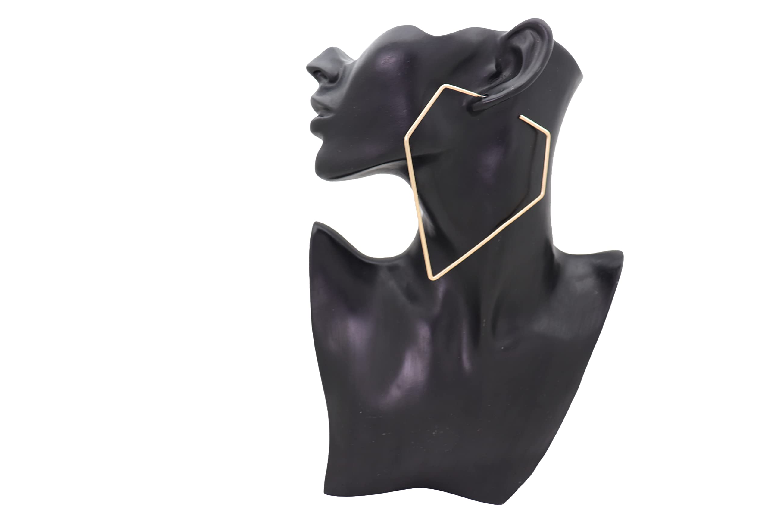 Fashion Gold Hoop Earrings for Women - Large Metal Diamond Shape Dangle Earrings Set | Perfect for Parties, Weddings, and Everyday Wear
