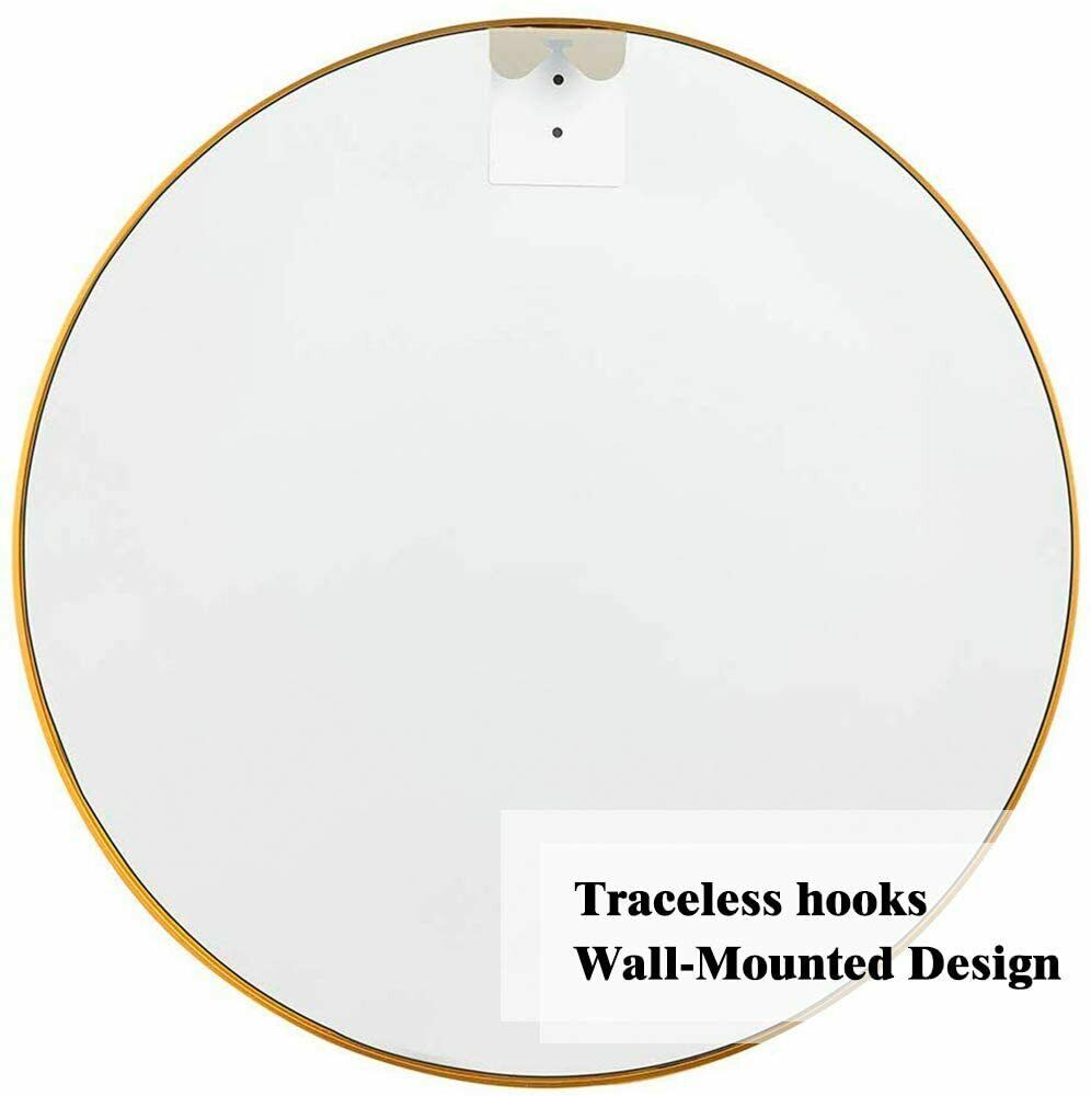 Design Element Vera Round Vanity Mirror with Stainless Steel Frame - 28