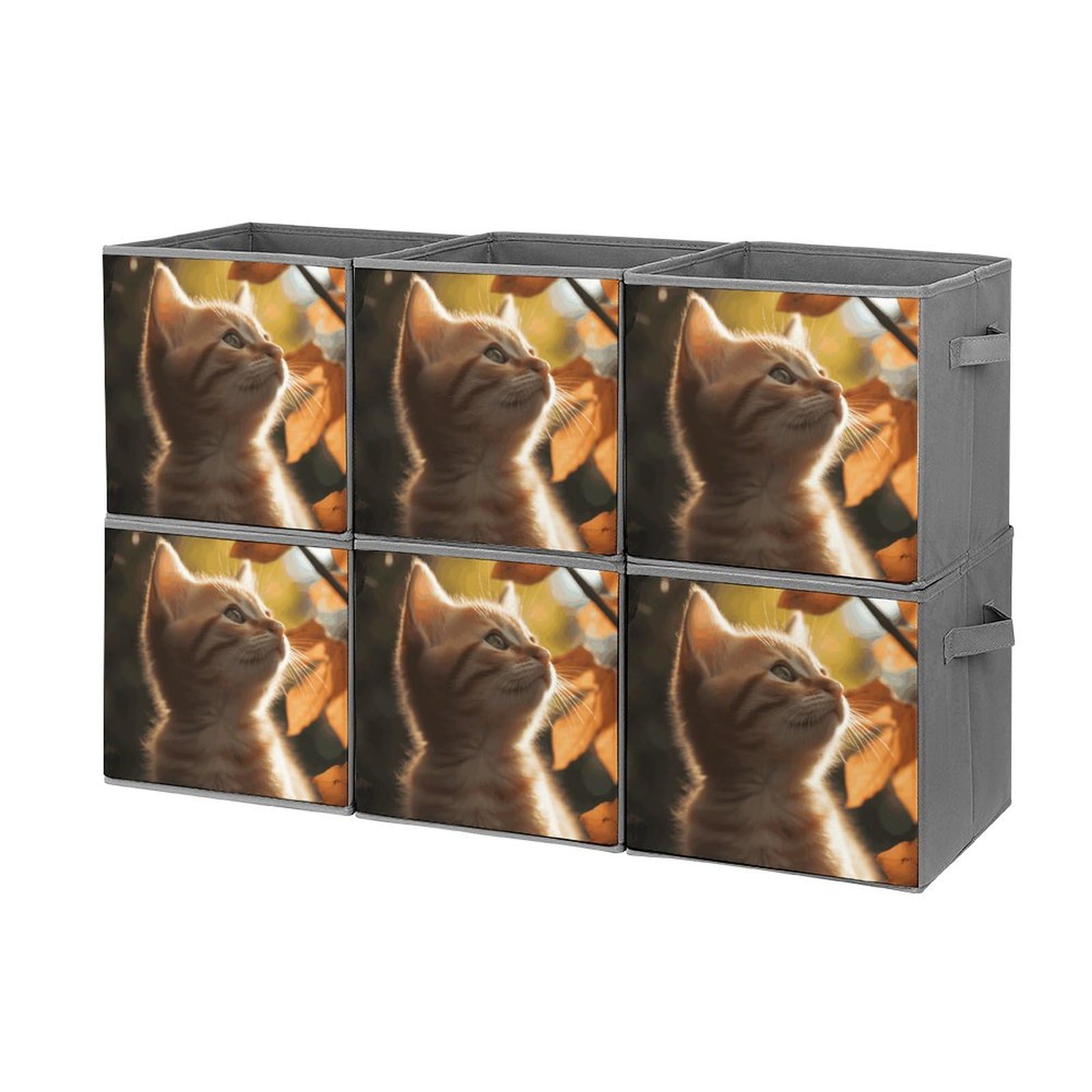 Collapsible Waterproof Storage Cube Bins with Handles - 6 Pack Organizer Baskets for Home, Closet, Office & Bedroom - Perfect for Toys, Cat Supplies & Underbed Storage