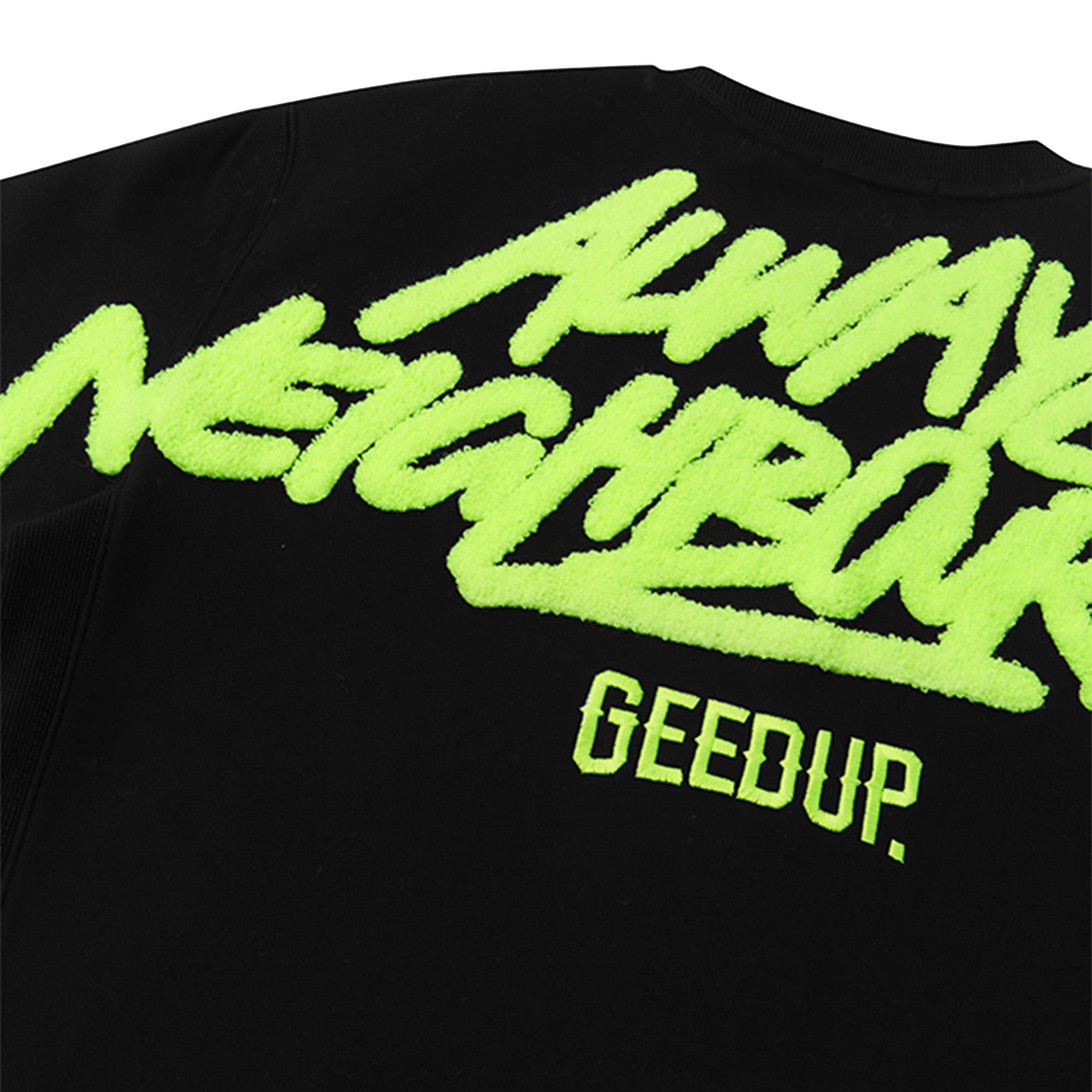 Geedup Always Neighbourhood Crewneck Sweatshirt - Black & Hyper Yellow | 2024 Edition | Streetwear Fashion for Men & Women | Casual Wear, Gym, Outfits