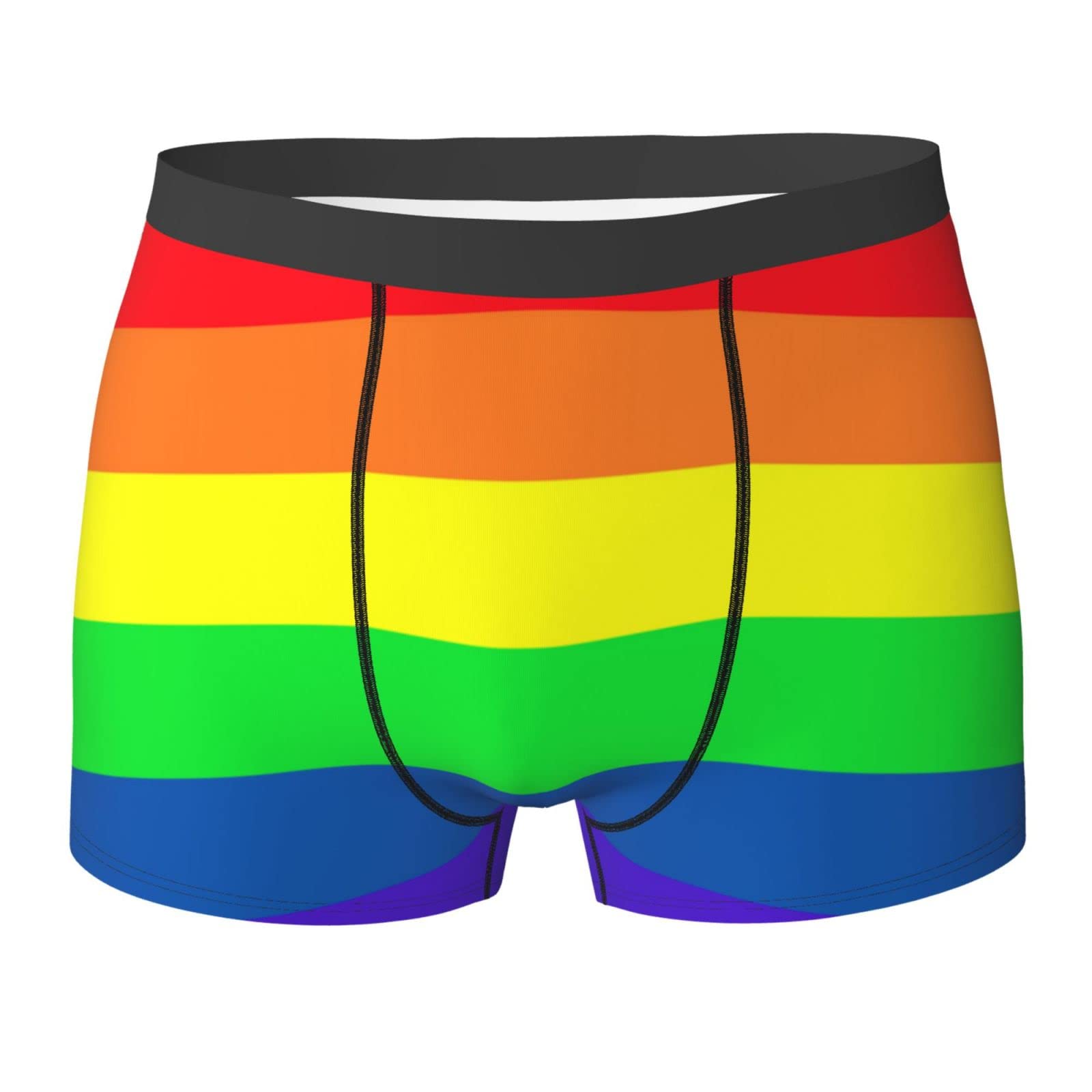 Men's Rainbow Pride Boxer Briefs - LGBT Flag Underwear, Soft Comfortable & Breathable for Everyday Wear & Pride Events